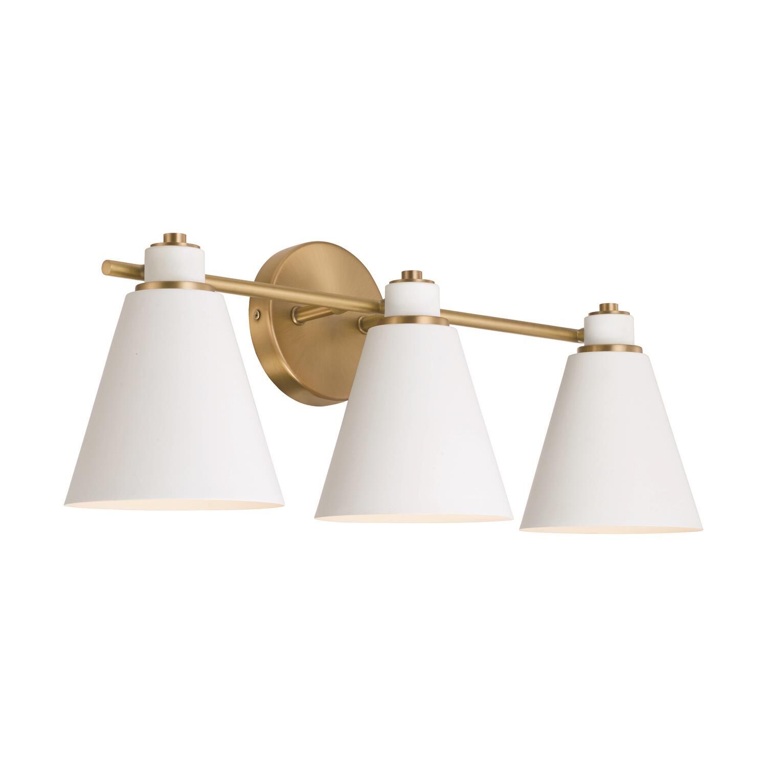 Shown in Aged Brass and White finish and White Metal  with White Interior shade