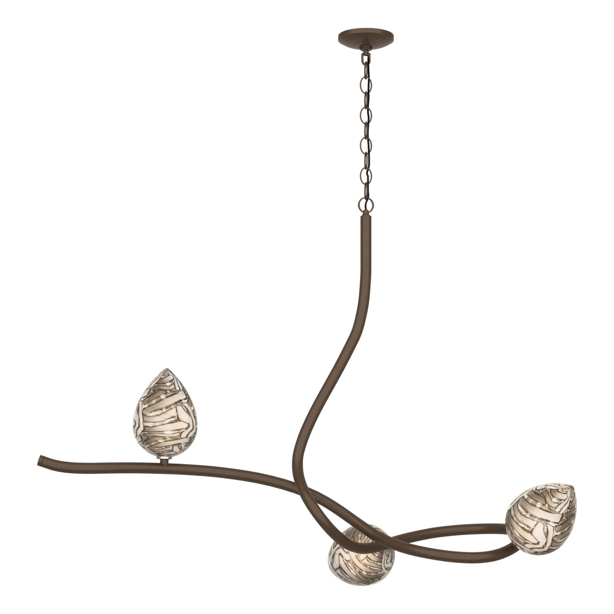 Shown in Bronze finish and Grey With Black Swirl glass