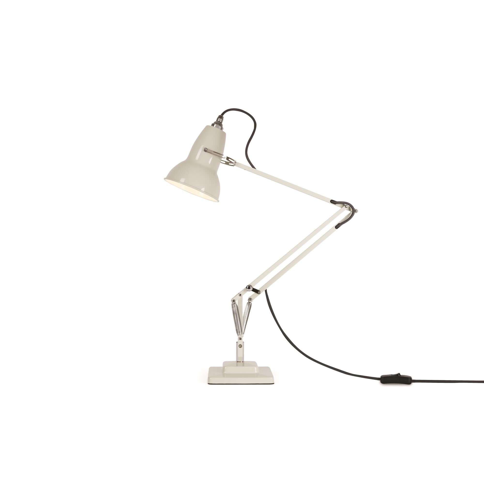 Shown in Linen White finish and Aluminum shade