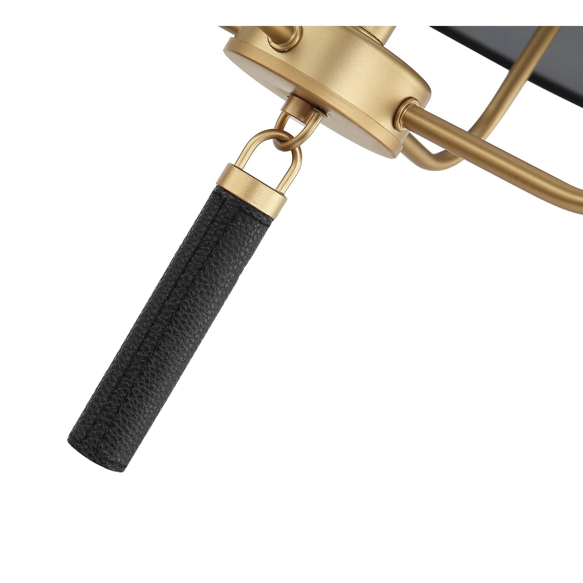 Shown in Painted Gold and Black Leather finish and Black Leather shade