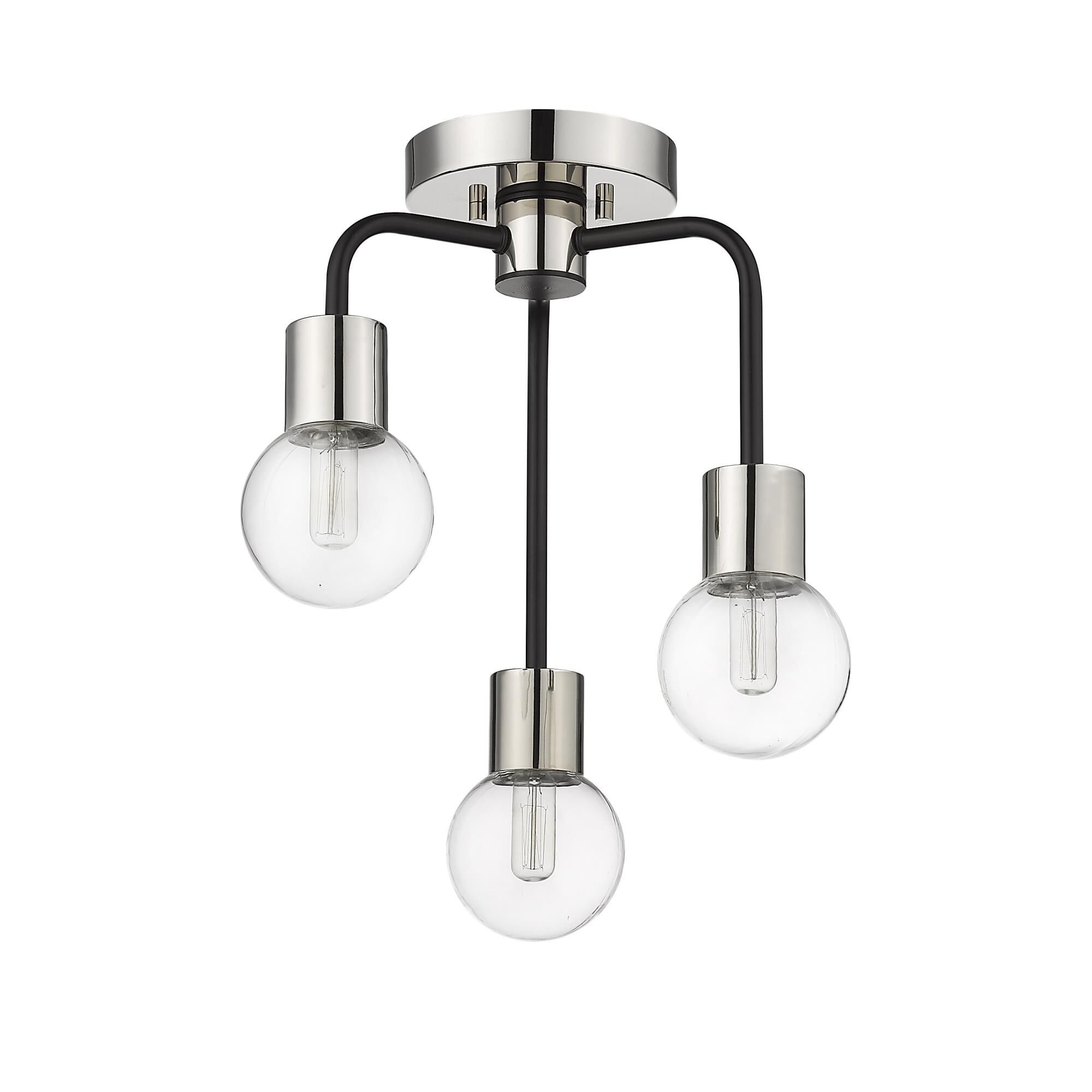 Shown in Matte Black + Polished Nickel finish and Glass shade
