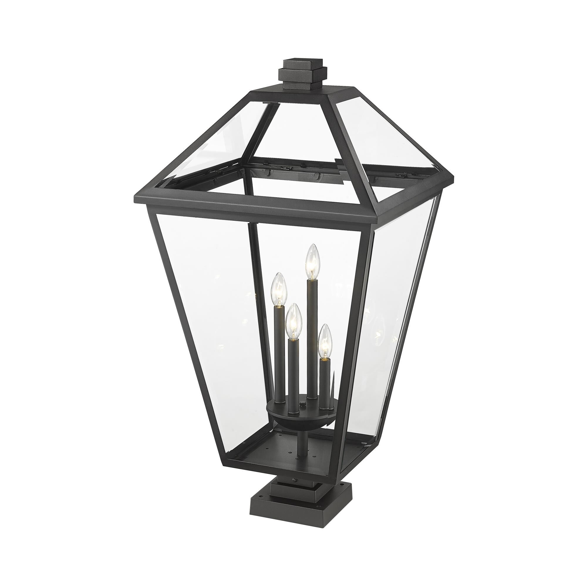 Shown in Black finish and Glass shade