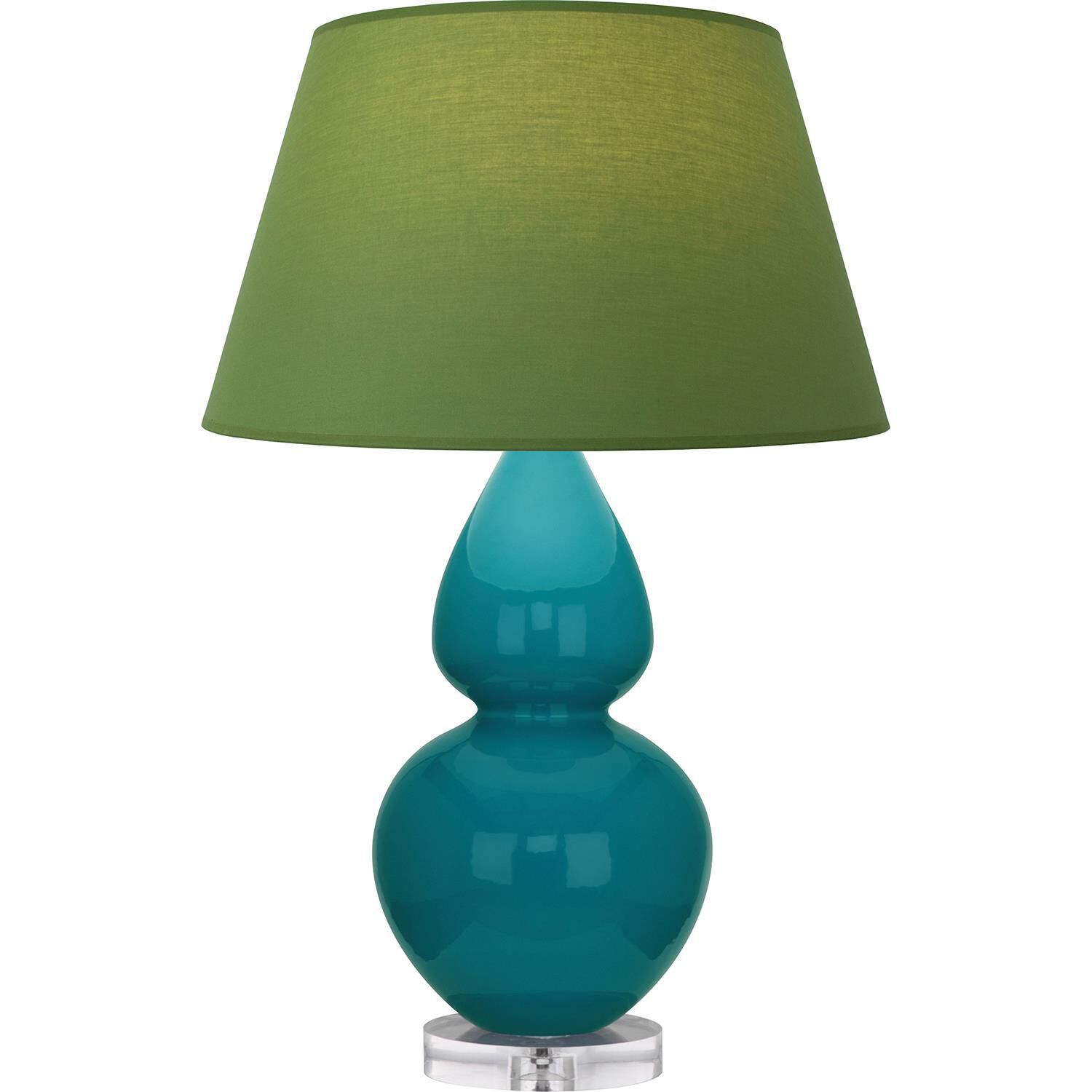 Shown in Peacock finish and Tea Green and Taupe shade and Lucite accent