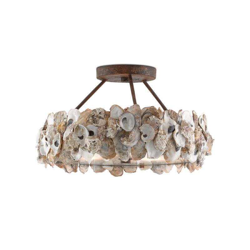 Oyster 19 Inch 3 Light Semi Flush Mount by Currey and Company