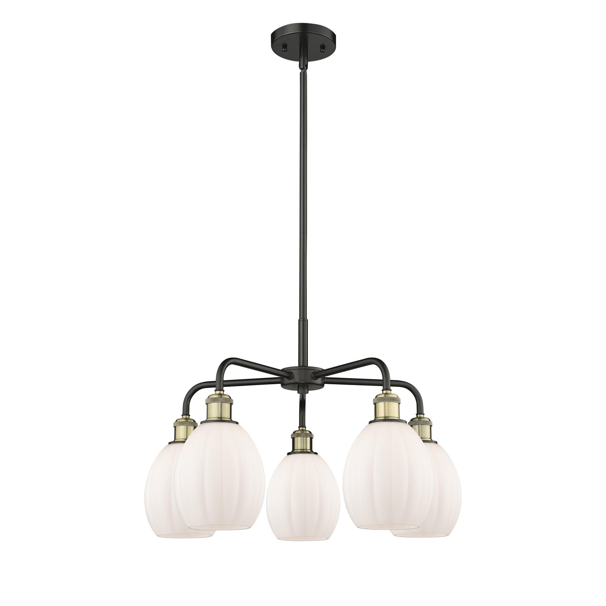 Shown in Black Antique Brass finish and Matte White glass