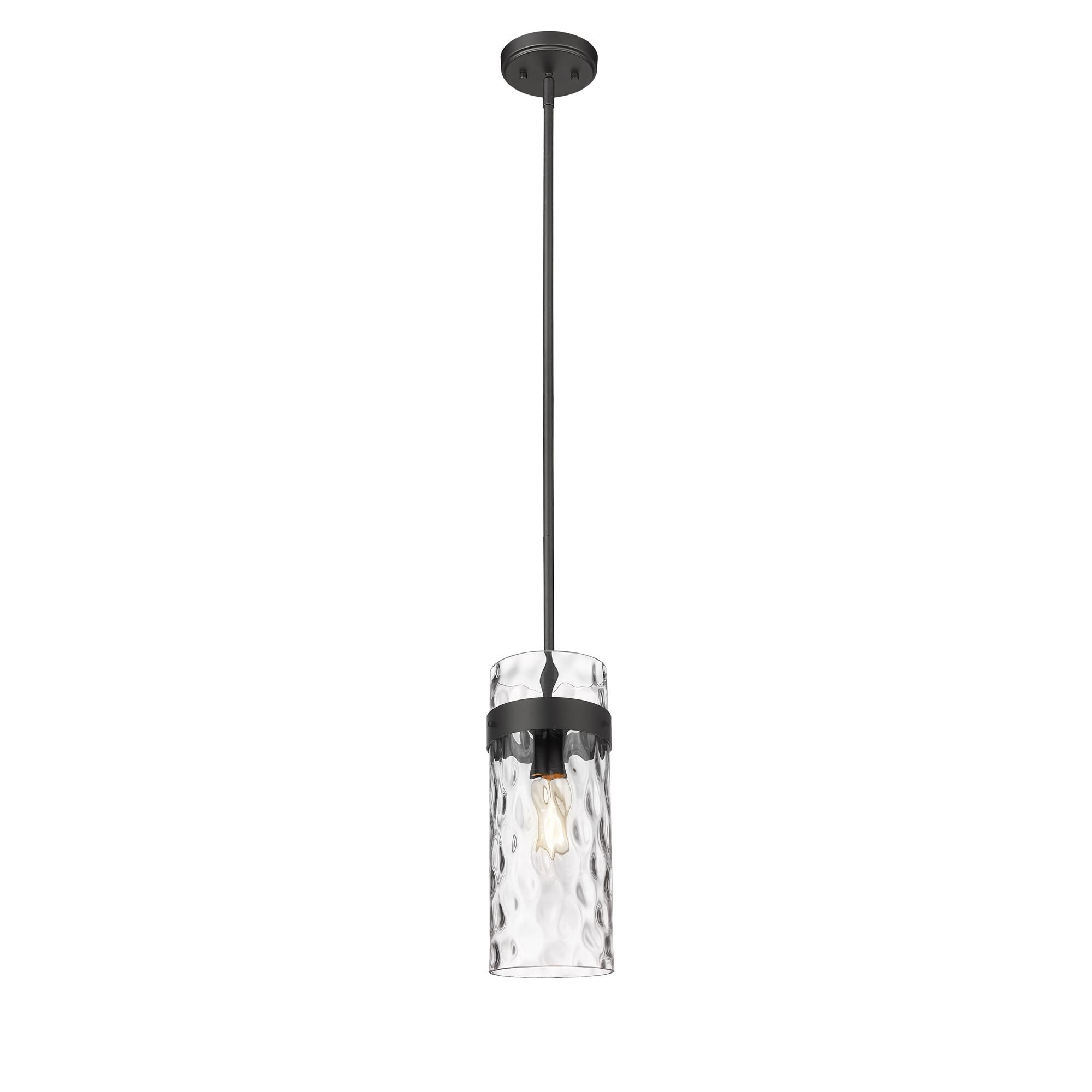 Shown in Matte Black finish and Glass shade