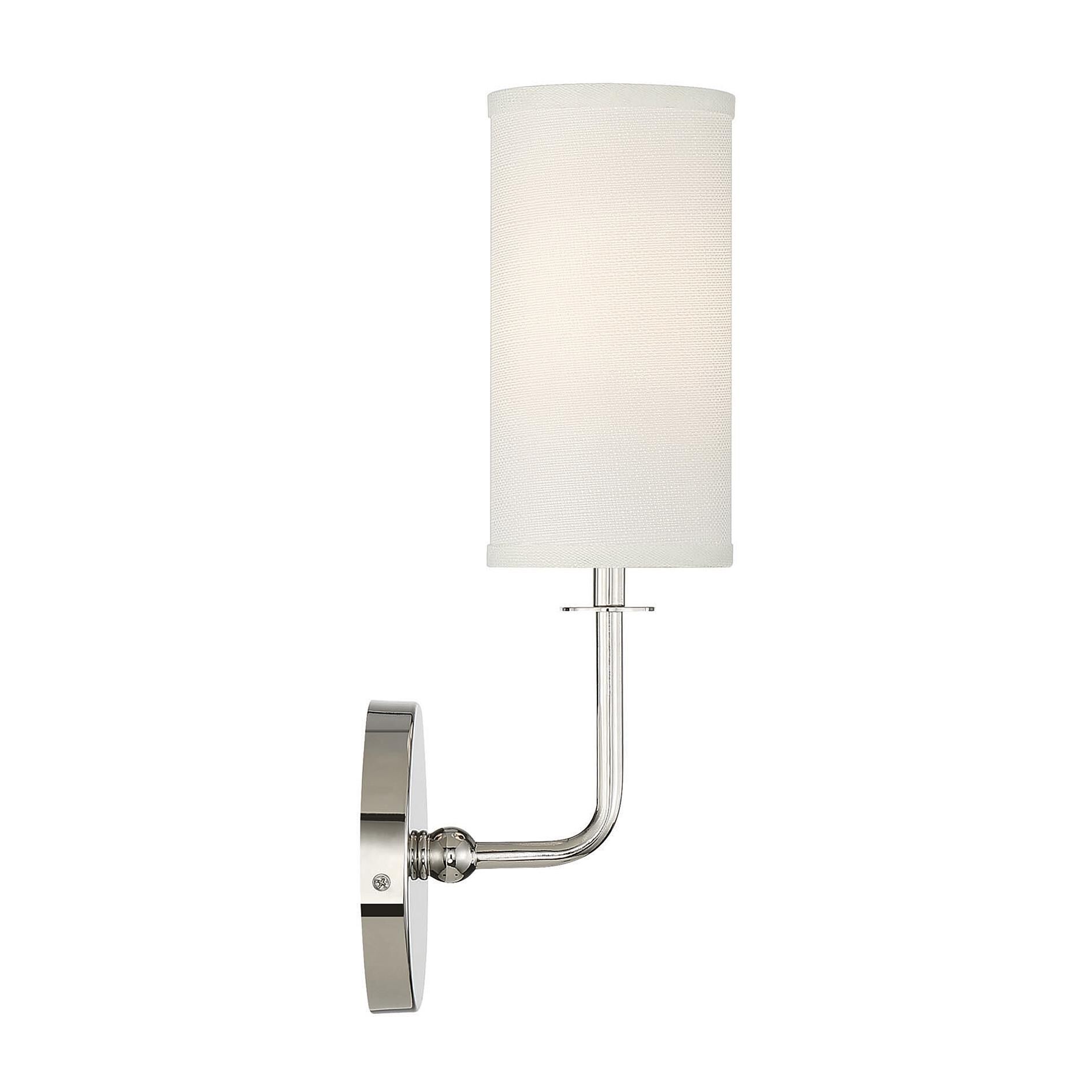 Shown in Polished Nickel finish and White Fabric shade