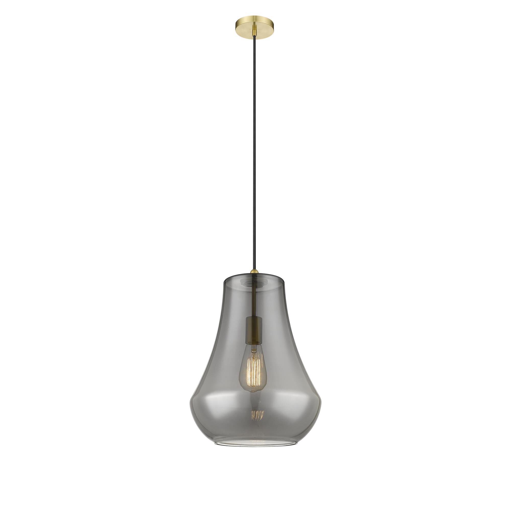 Shown in Satin Gold finish and Plated Smoke Fairfield glass and No Shade shade