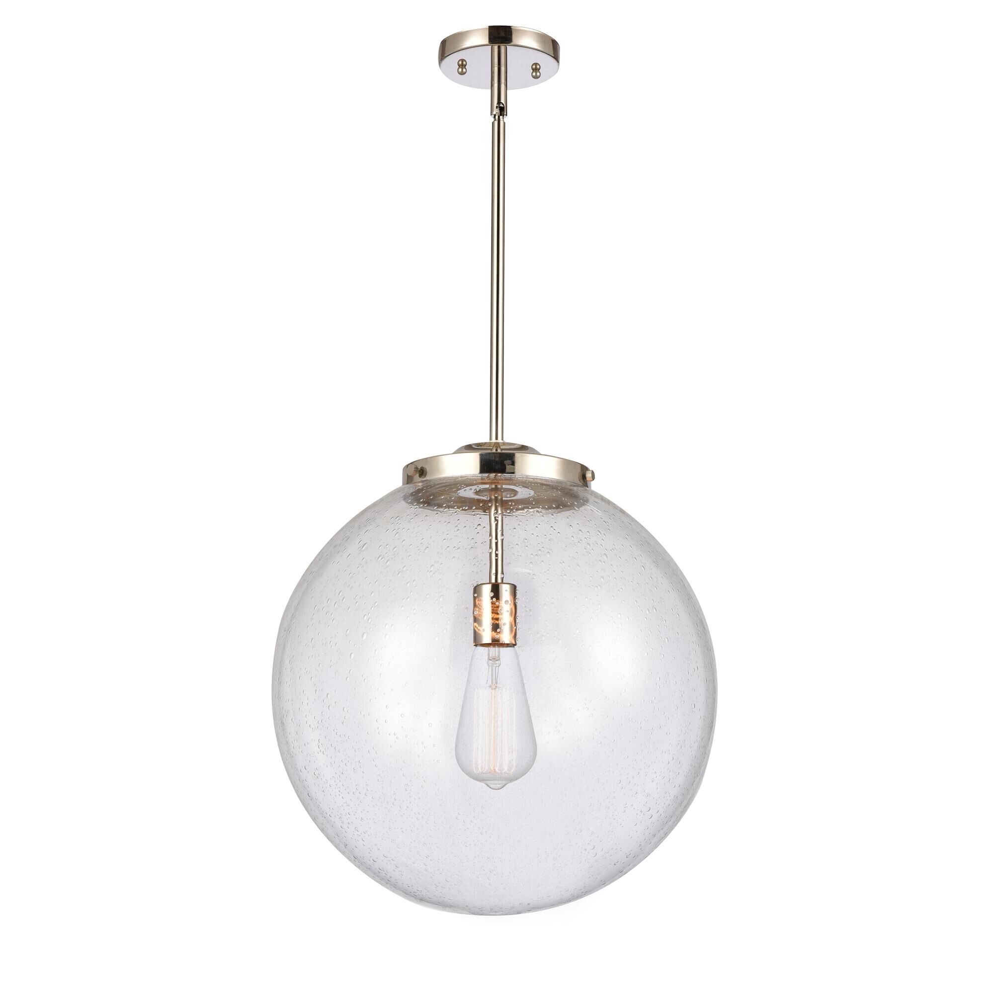 Shown in Polished Nickel finish and Seedy Beacon glass