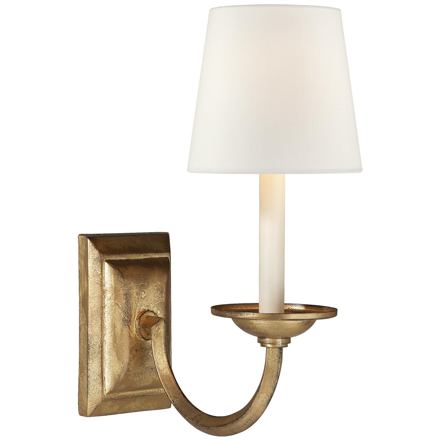 Shown in Gilded Iron finish and Linen shade