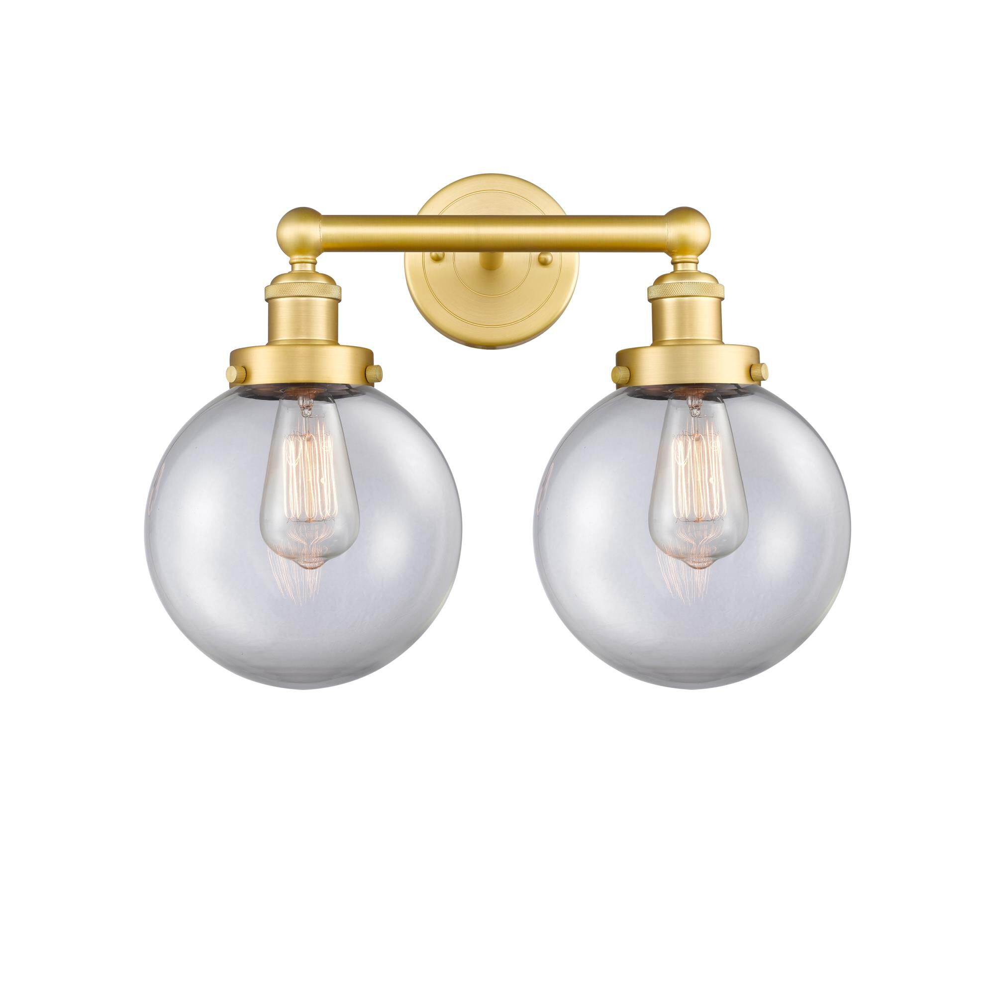 Shown in Satin Gold finish and Clear glass