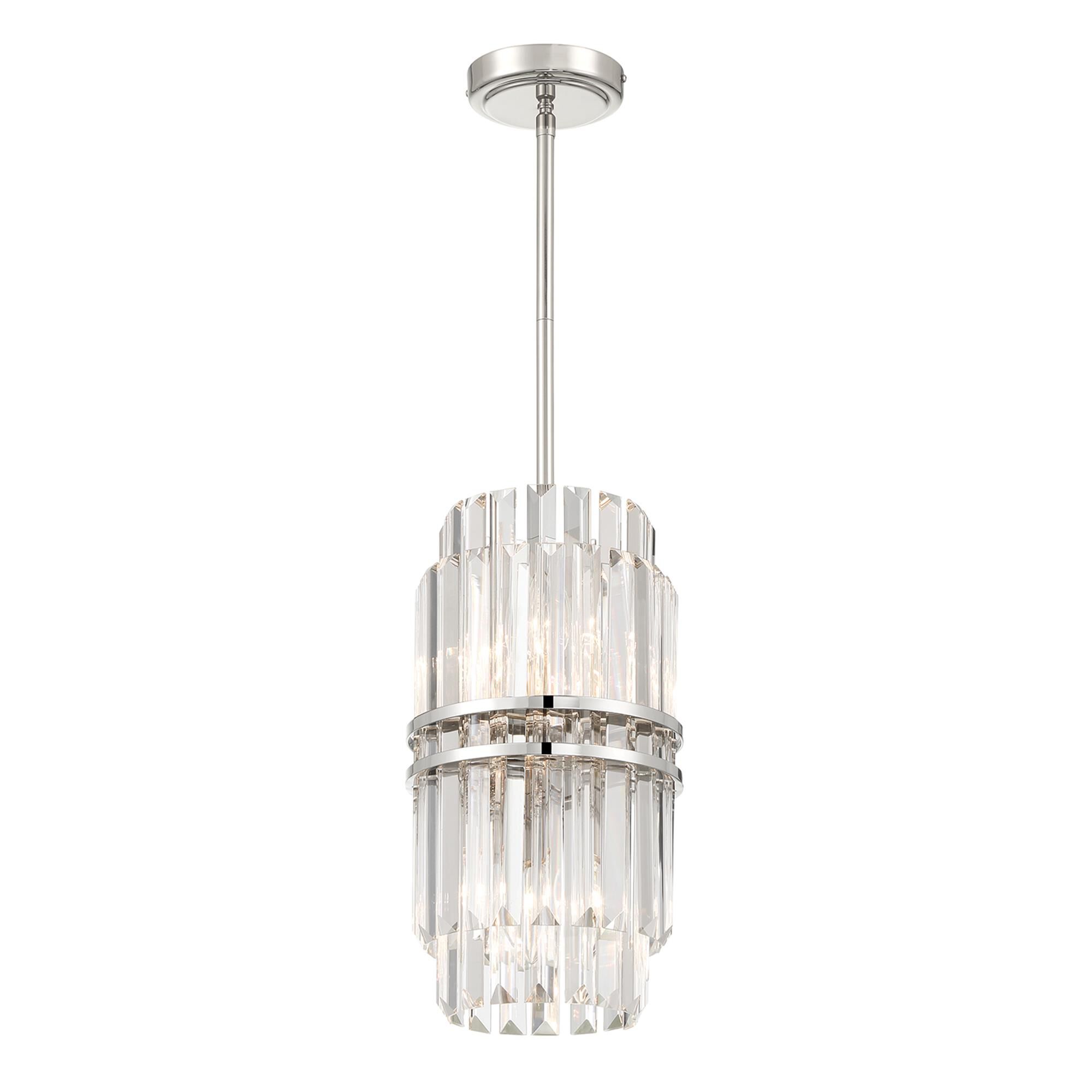 Shown in Polished Nickel finish and Faceted crystal