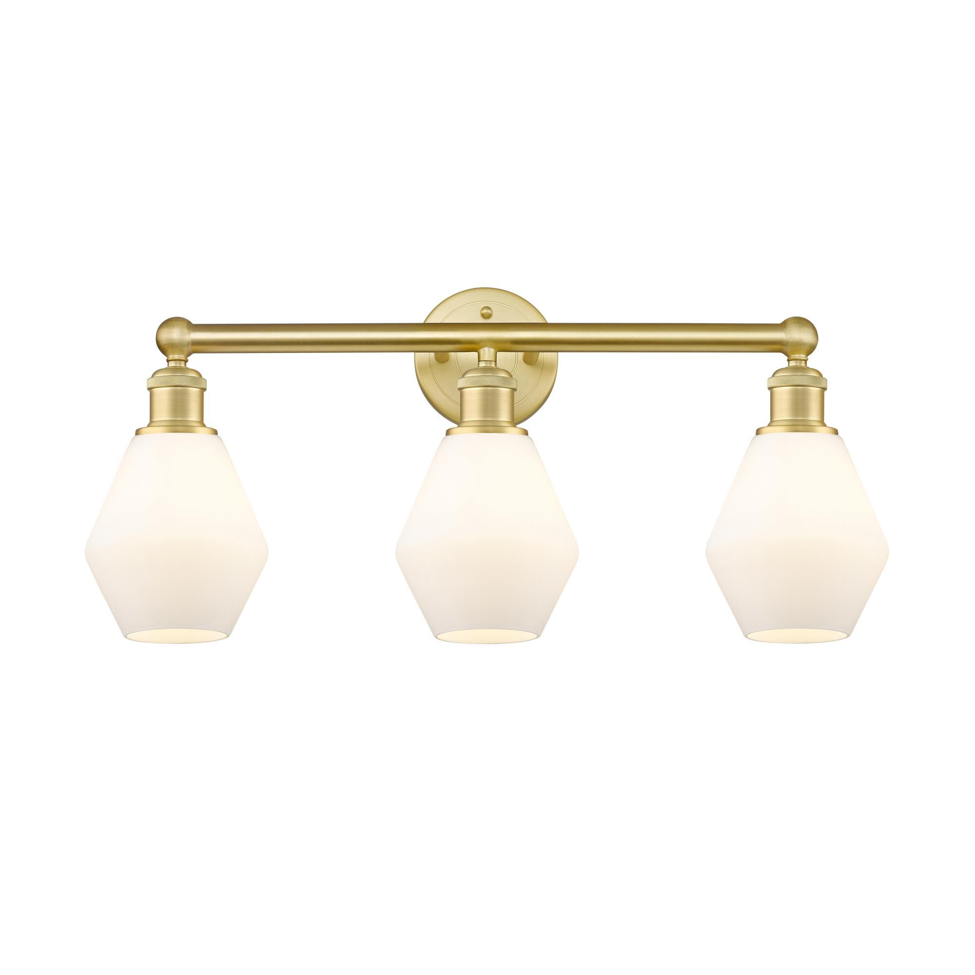 Shown in Satin Gold finish and Cased Matte White glass