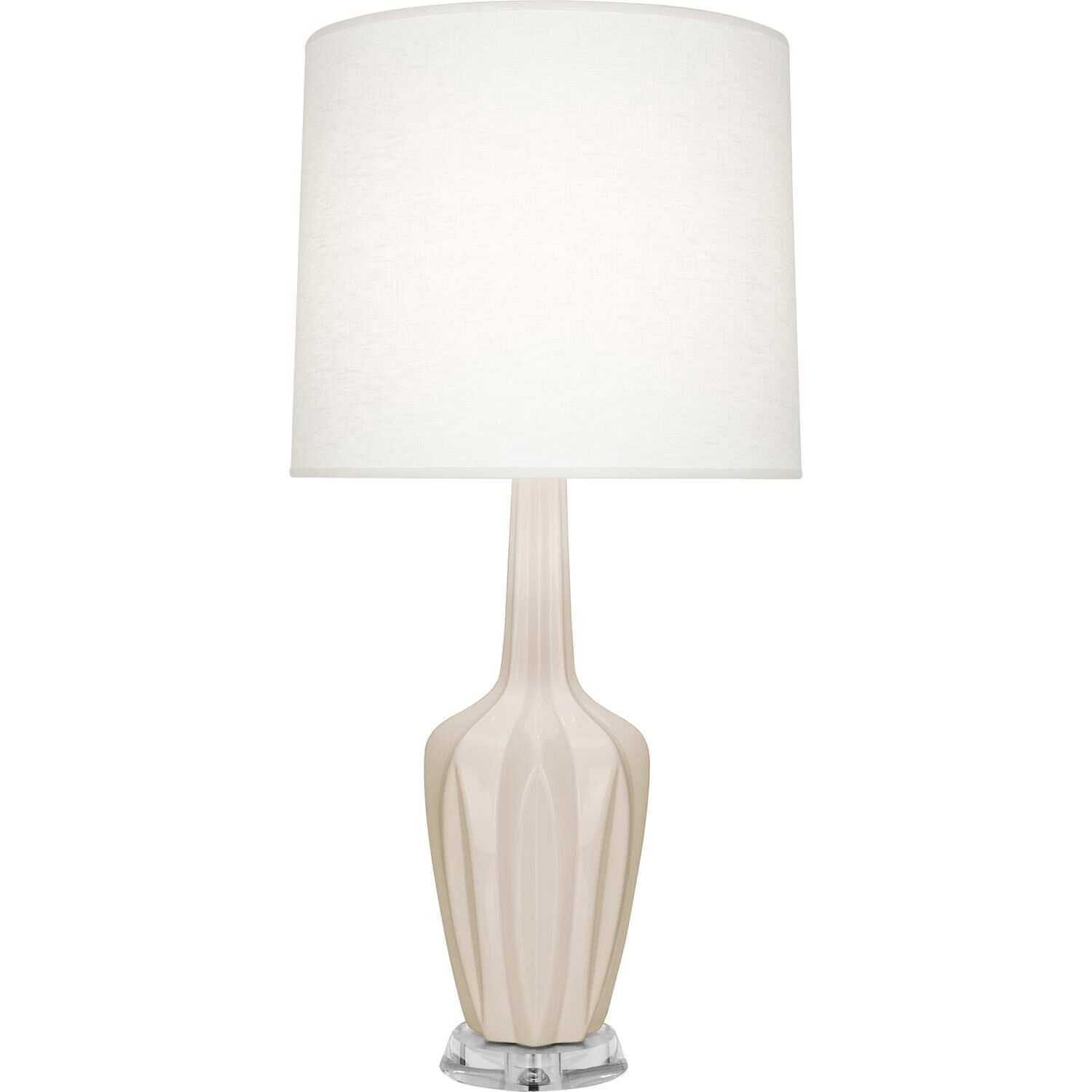 Shown in Bone finish and Off White shade and Polished Nickel with Lucite accent