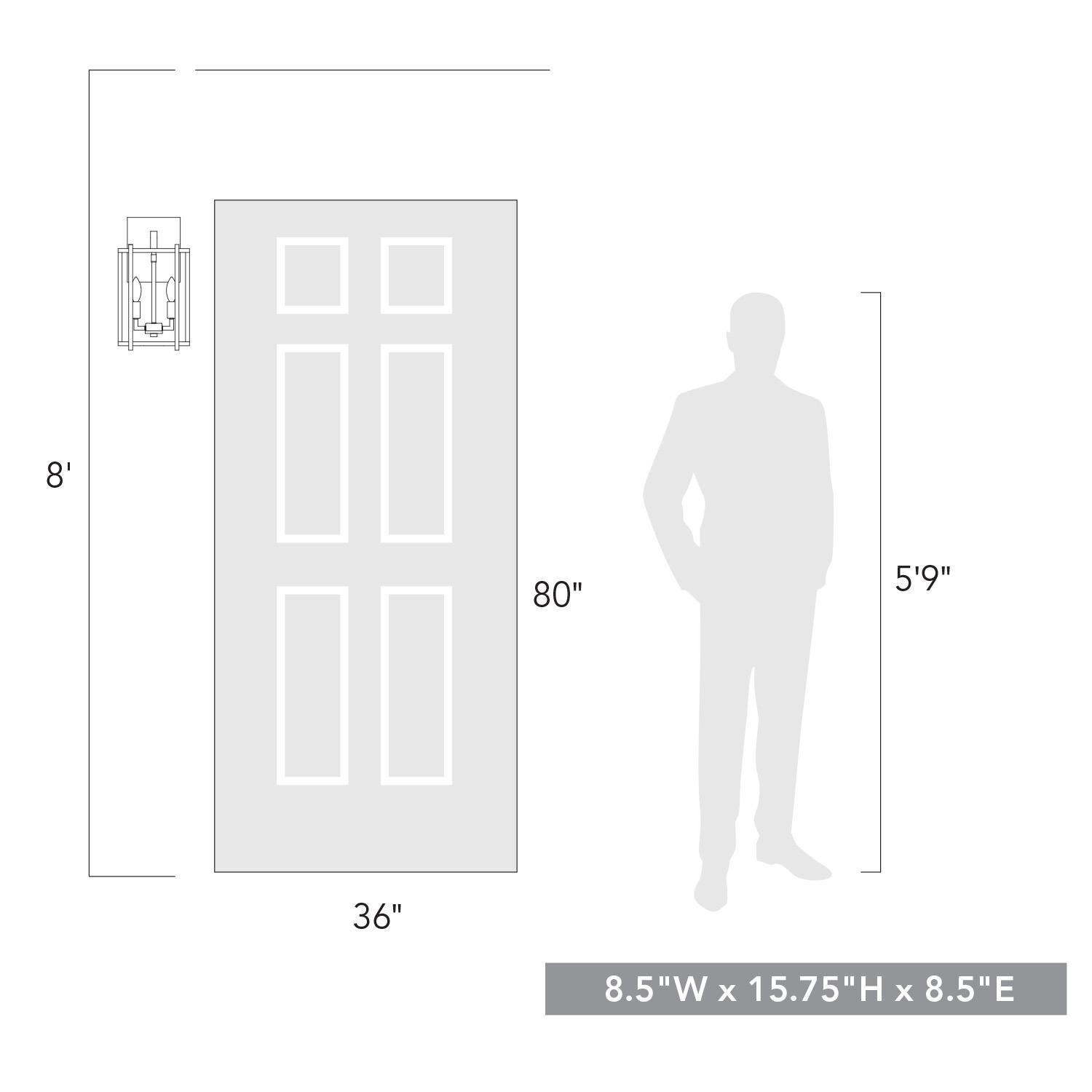 Tribeca 15 Inch Tall 2 Light Outdoor Wall Light by Golden Lighting