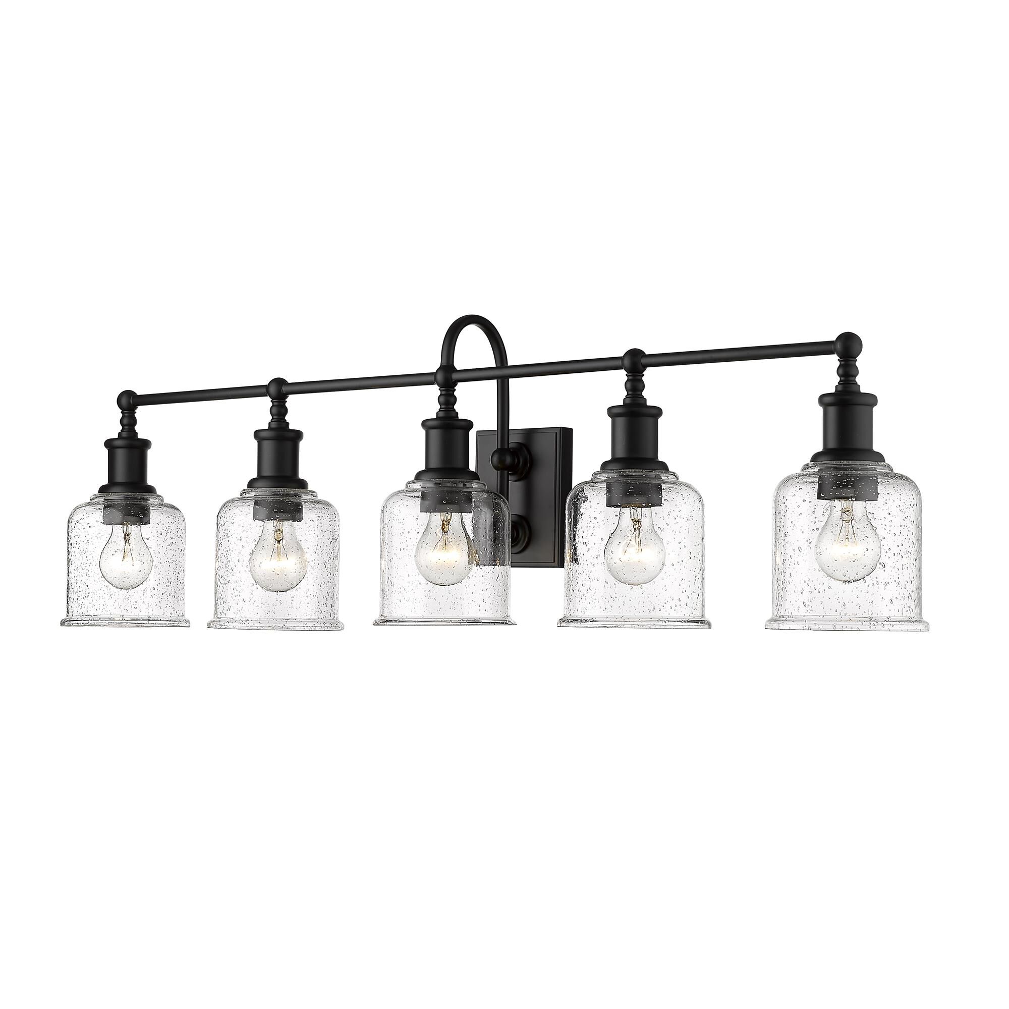 Shown in Matte Black finish and Glass shade