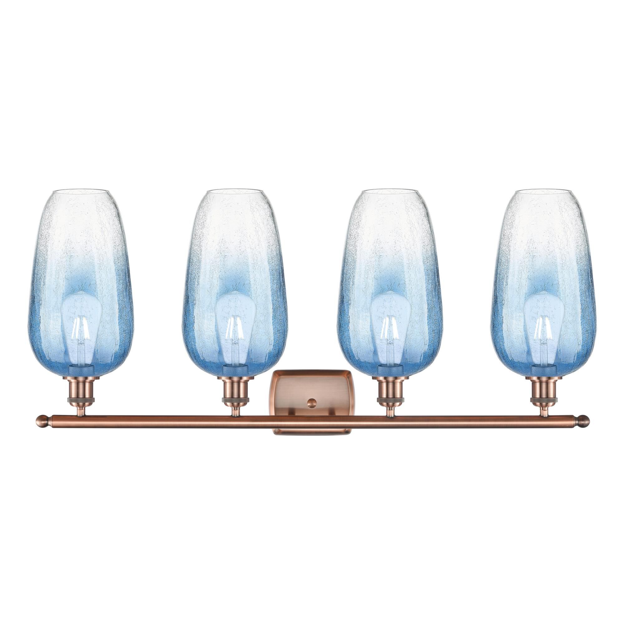 Shown in Antique Copper finish and Sapphire Blue glass