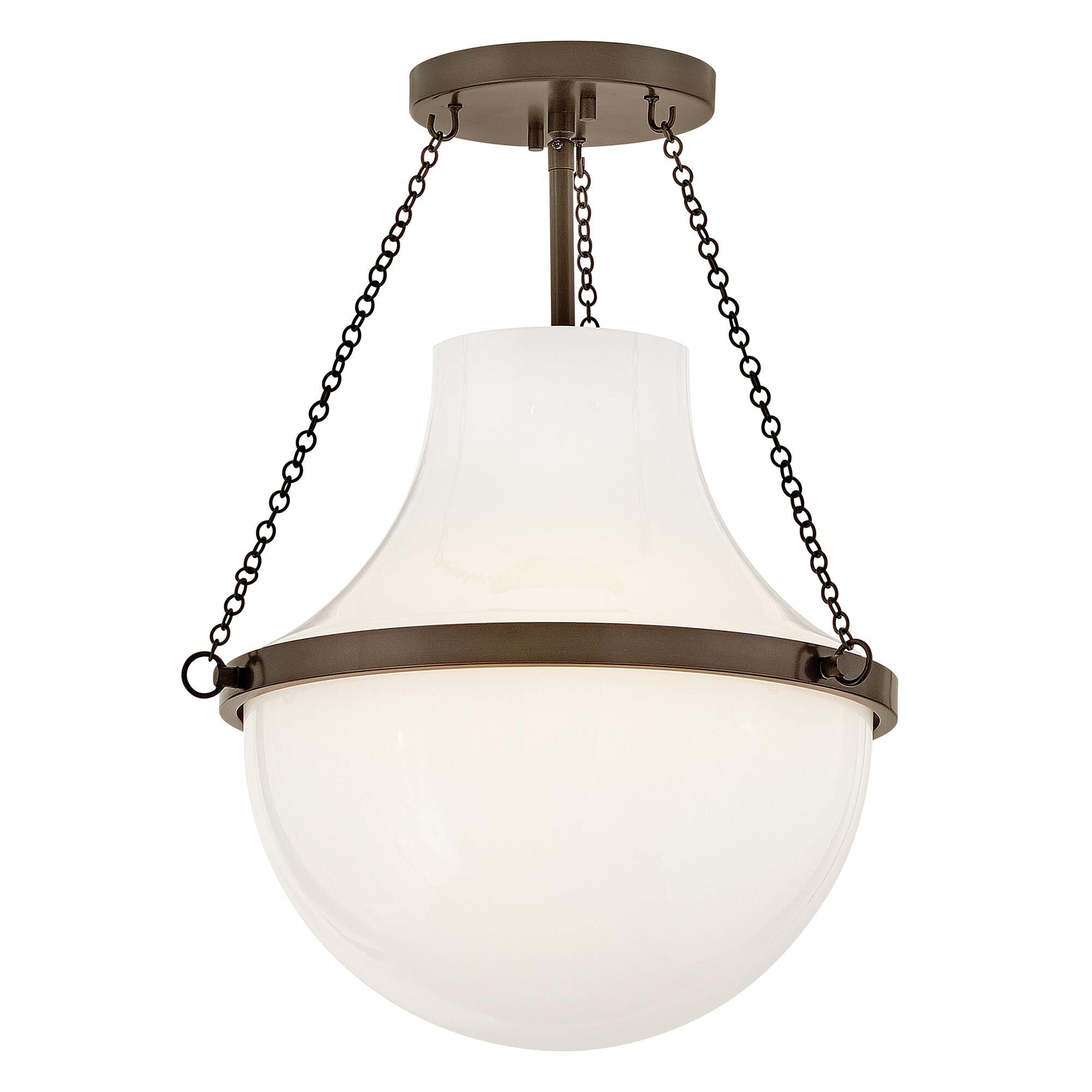 Shown in Heritage Bronze finish and Cased Opal glass