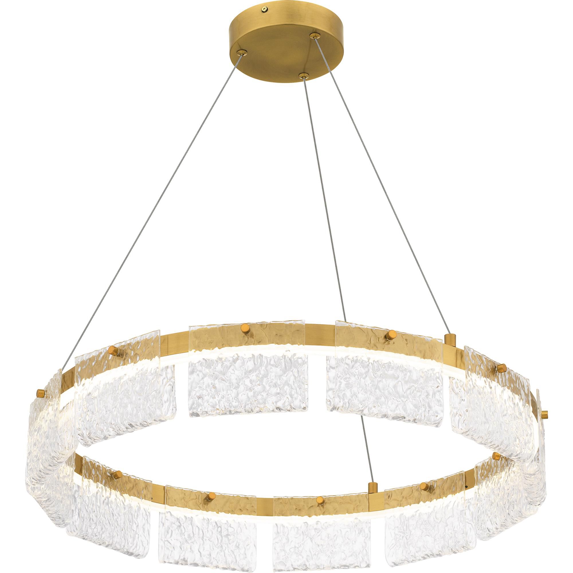 Shown in Brushed Gold finish and Clear Hammered Acylic shade