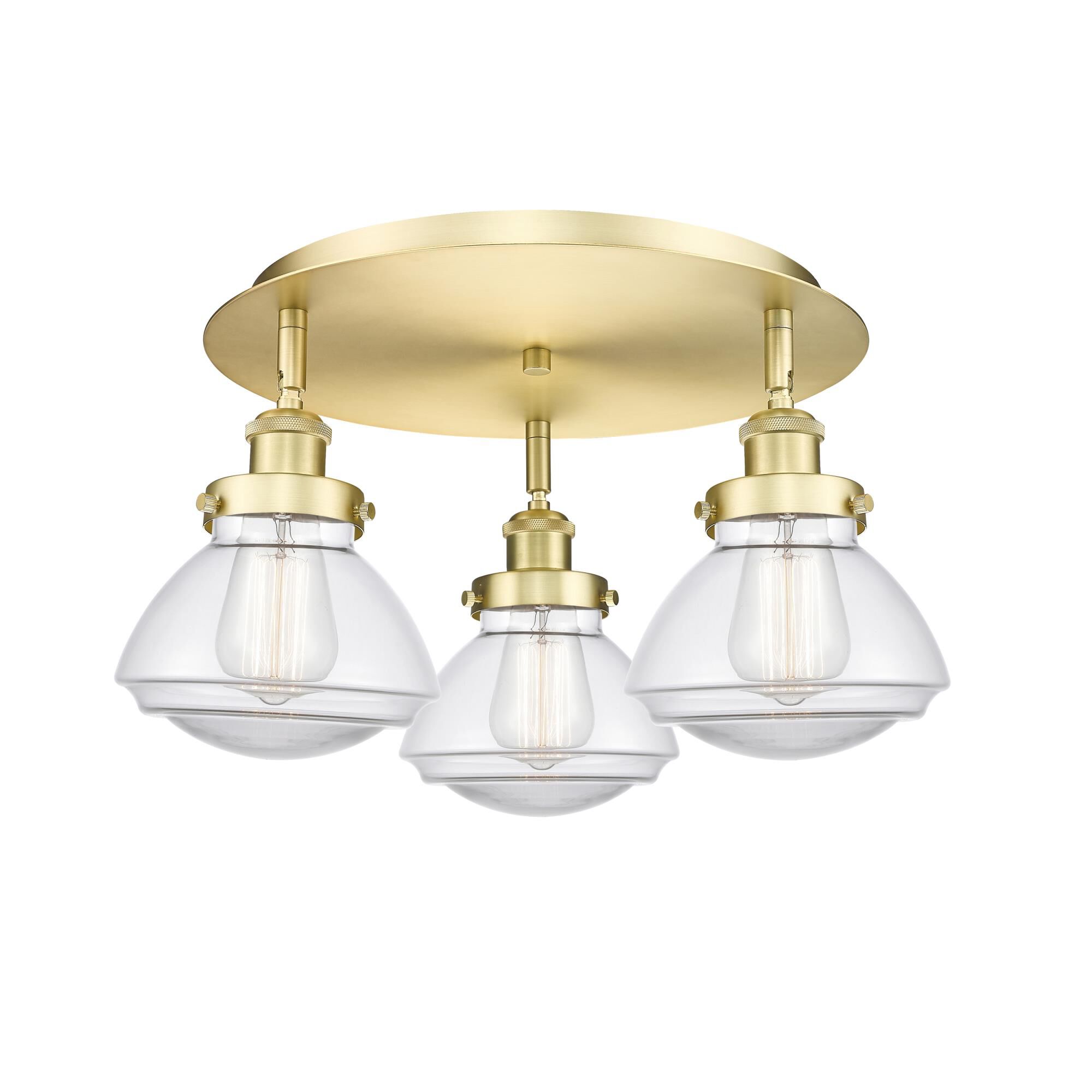 Shown in Satin Gold finish and Clear glass