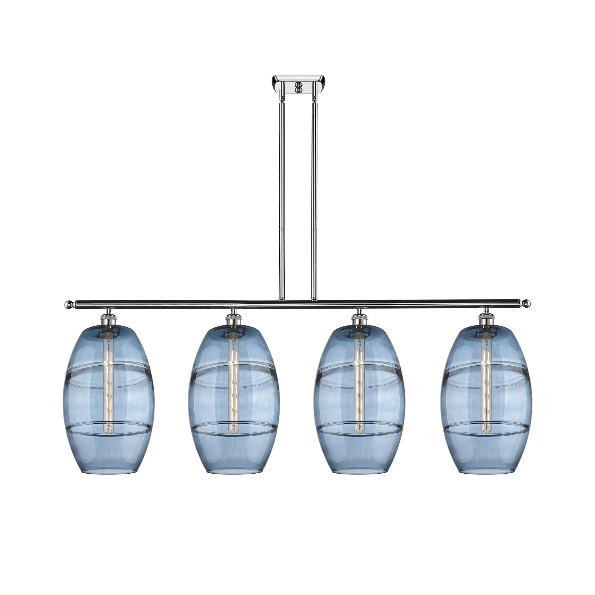 Shown in Polished Chrome finish and Princess Blue glass