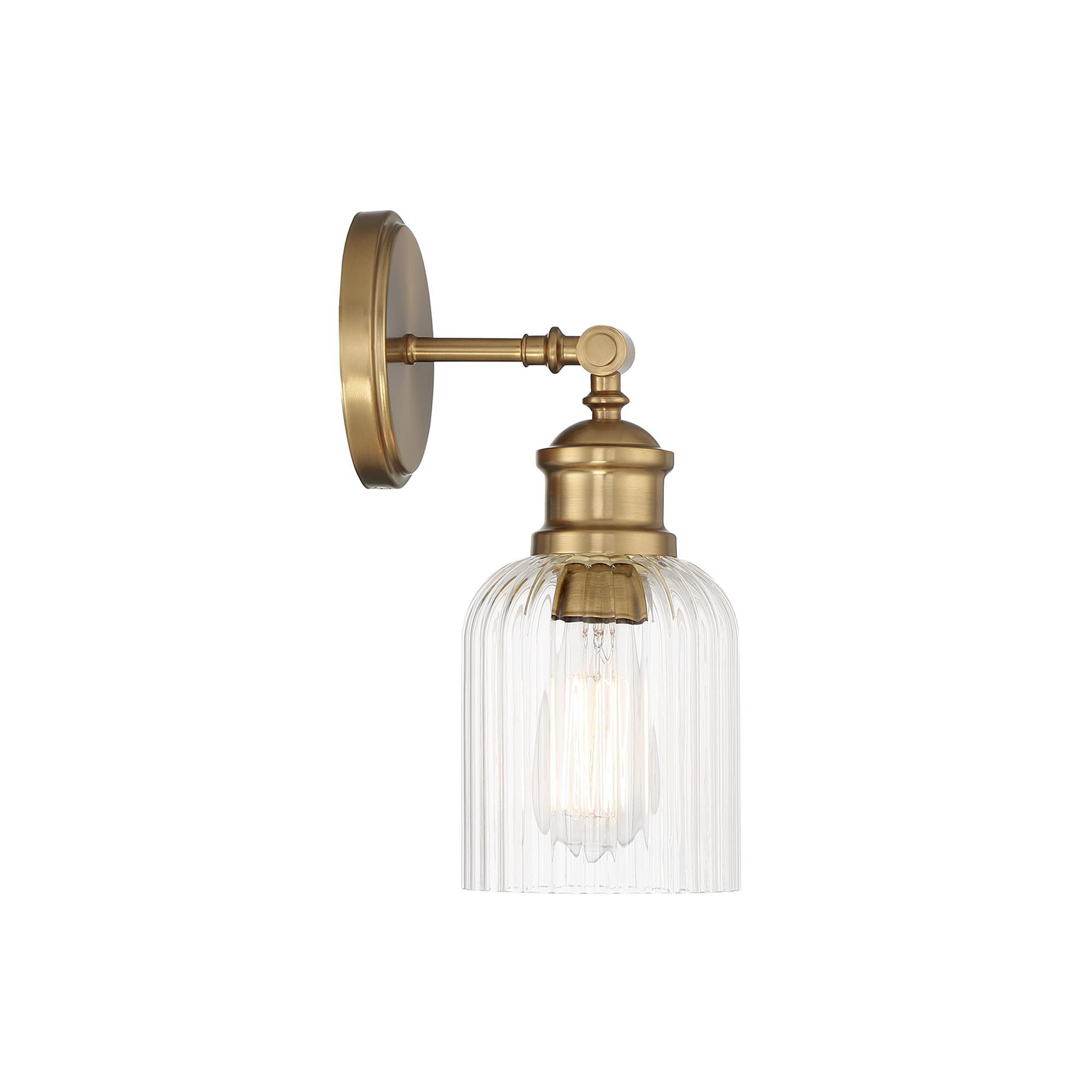 Shown in Natural Brass finish and Ribbed glass