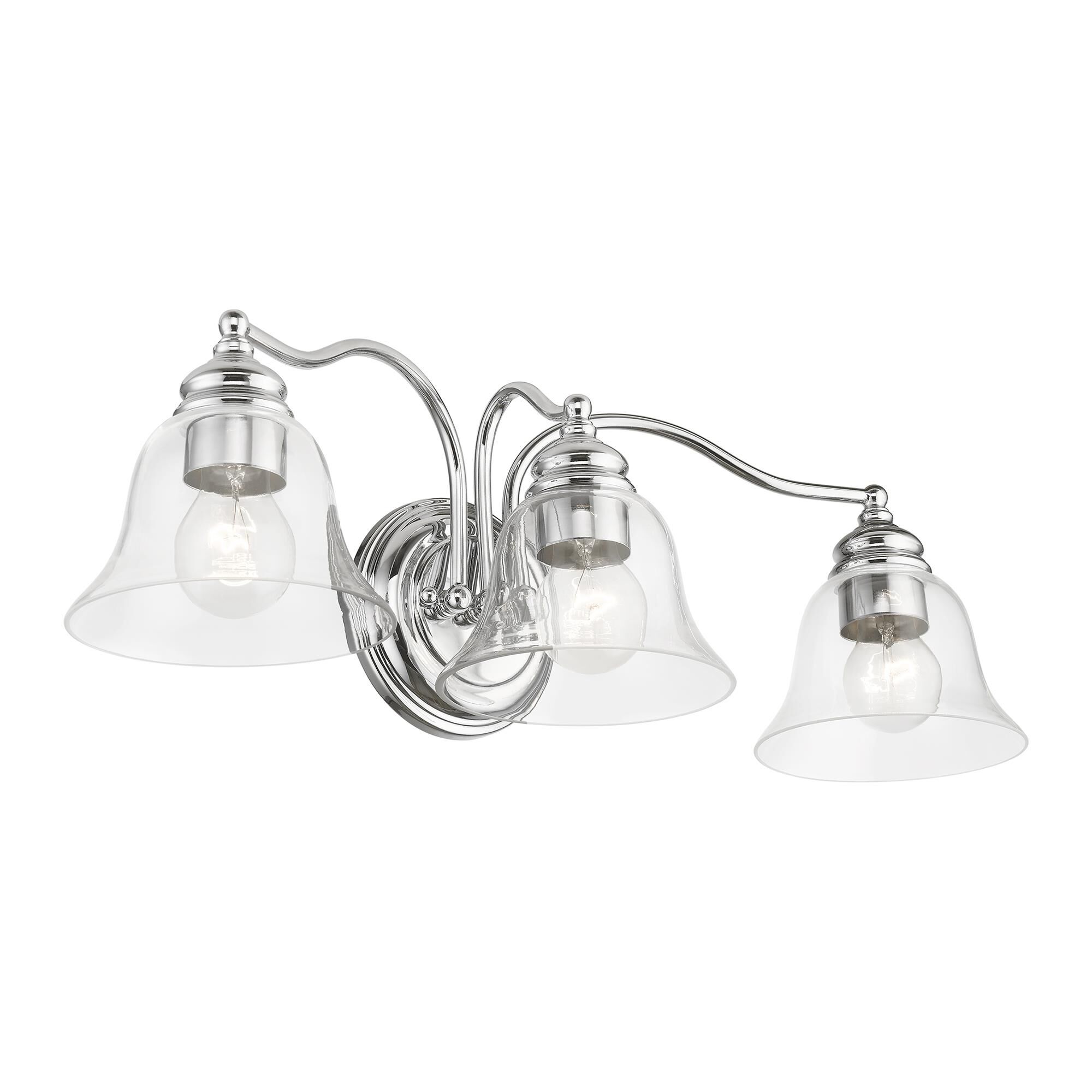 Shown in Polished Chrome finish and Hand Blown Clear glass