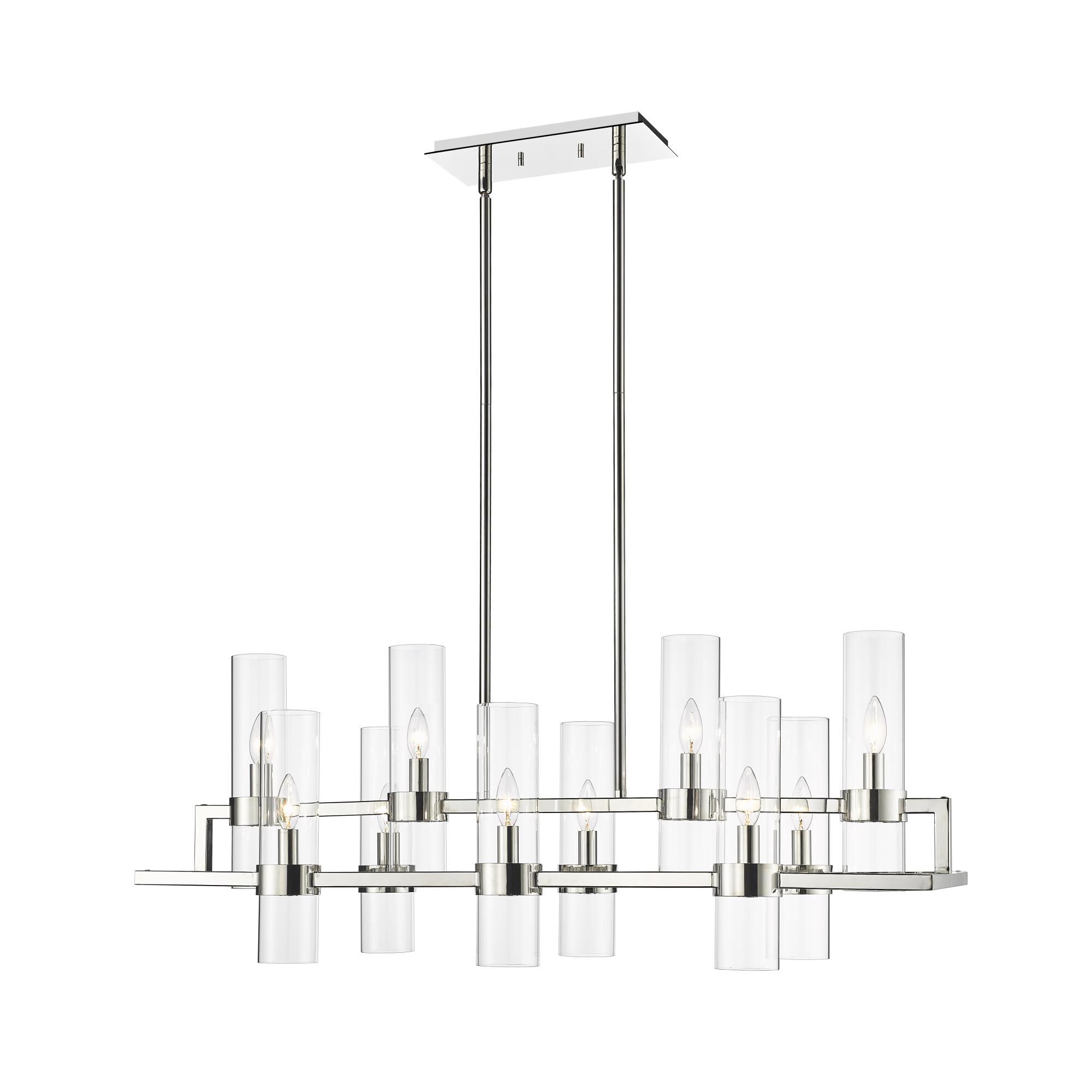 Shown in Polished Nickel finish and Glass shade