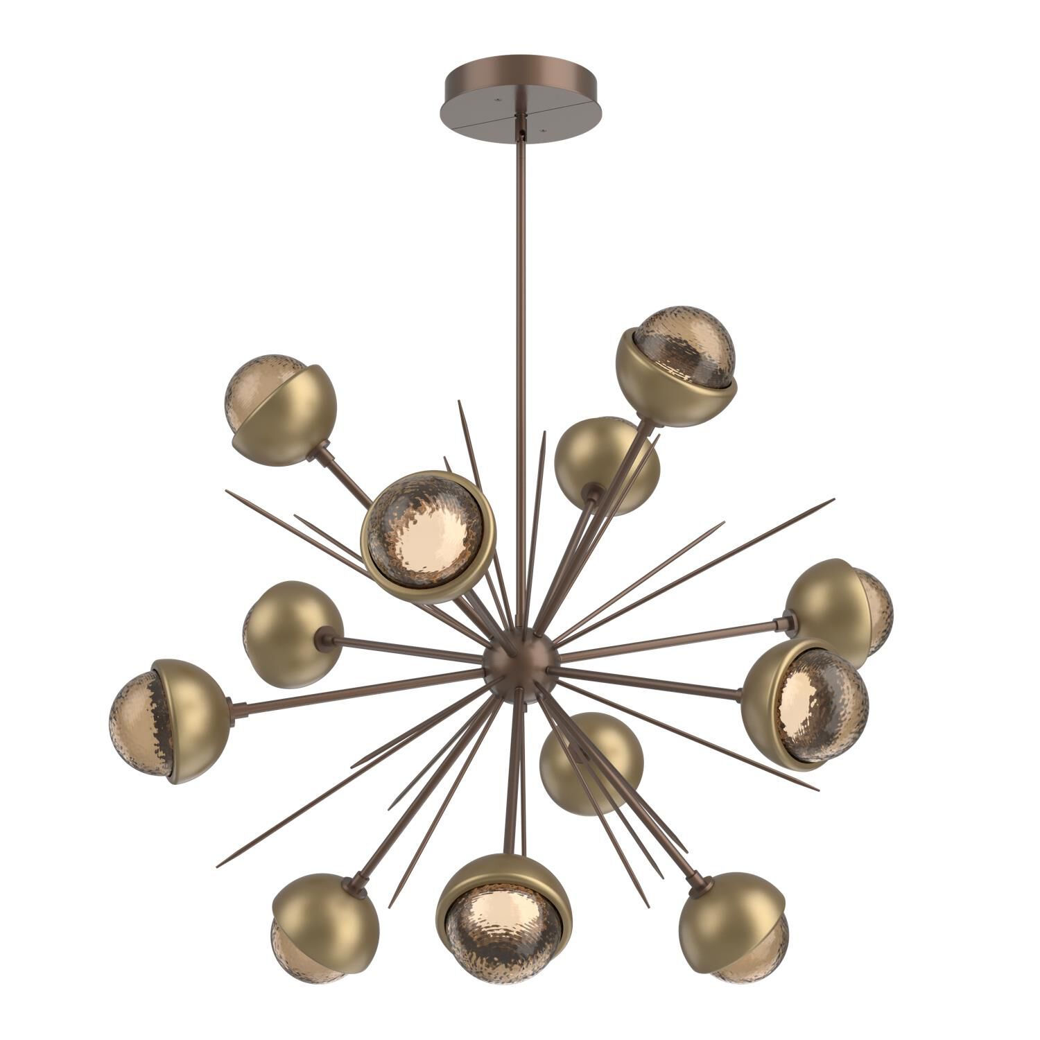 Shown in Burnished Bronze finish and Bronze glass and Gilded Brass accent