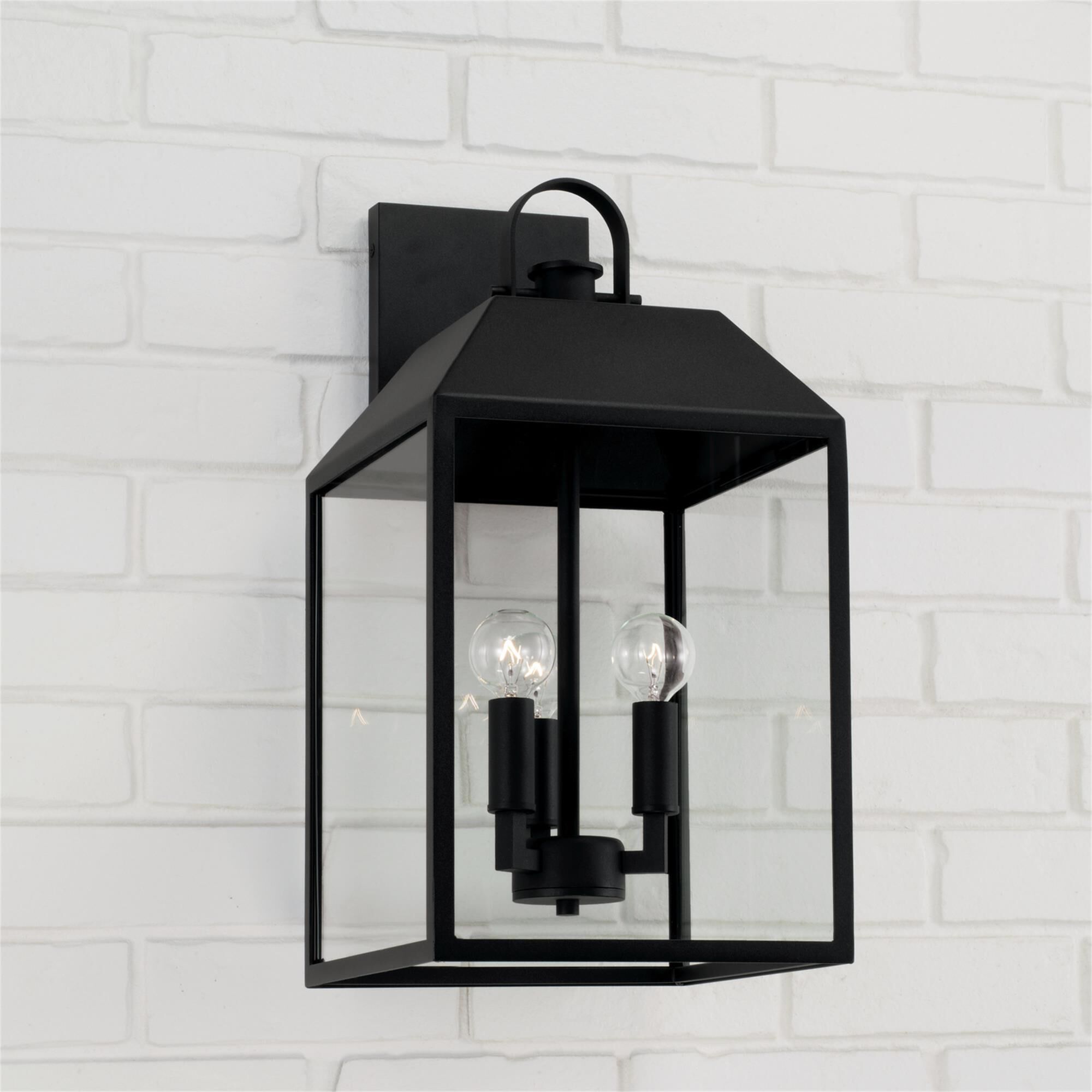 Shown in Black finish and Clear glass