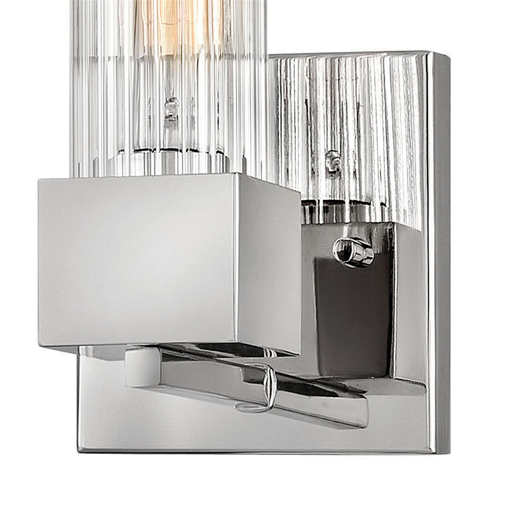 Shown in Polished Nickel finish and Ribbed Clear glass
