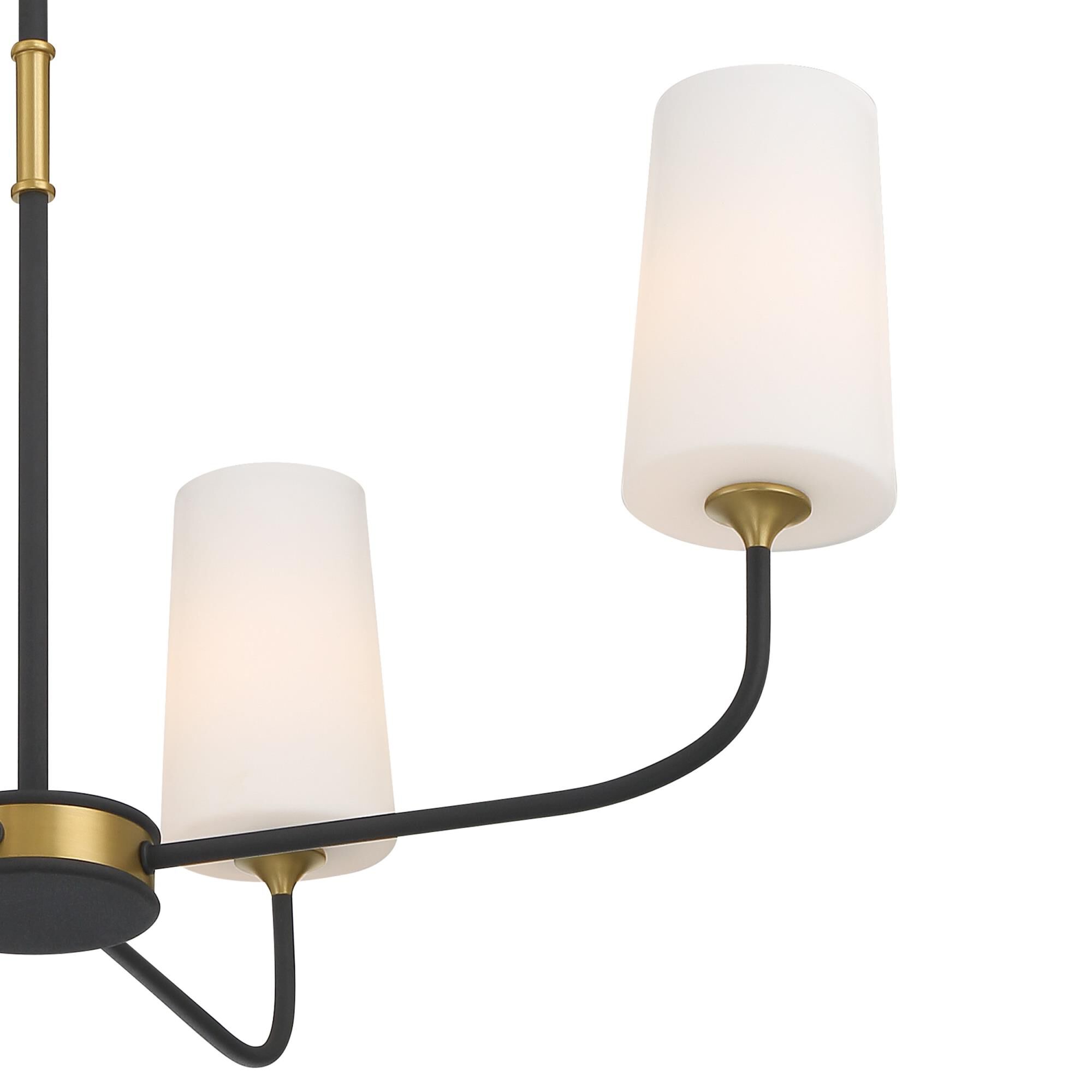Shown in Black Forged + Modern Gold finish and Glass shade