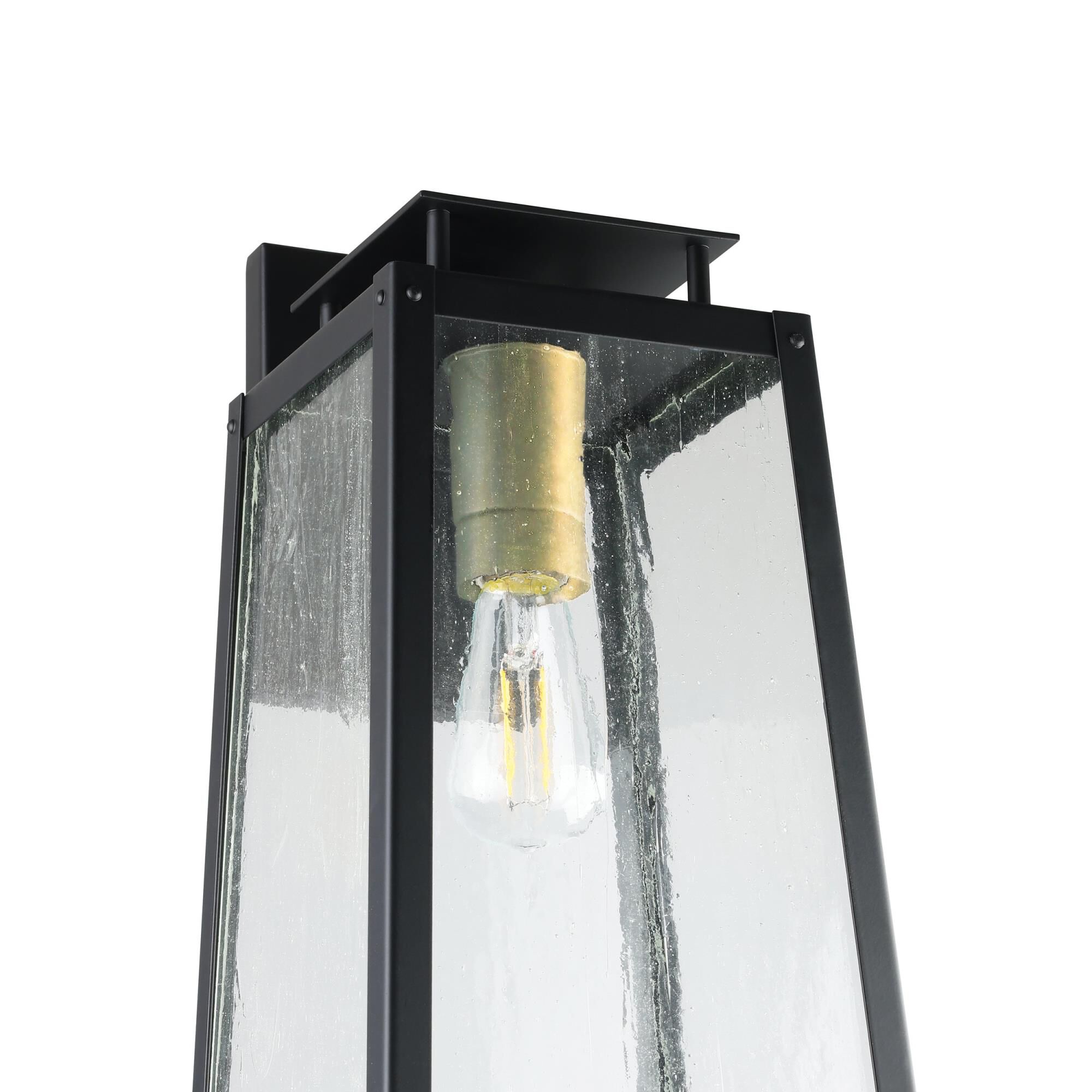 Shown in Matte Black finish and Clear Antique glass