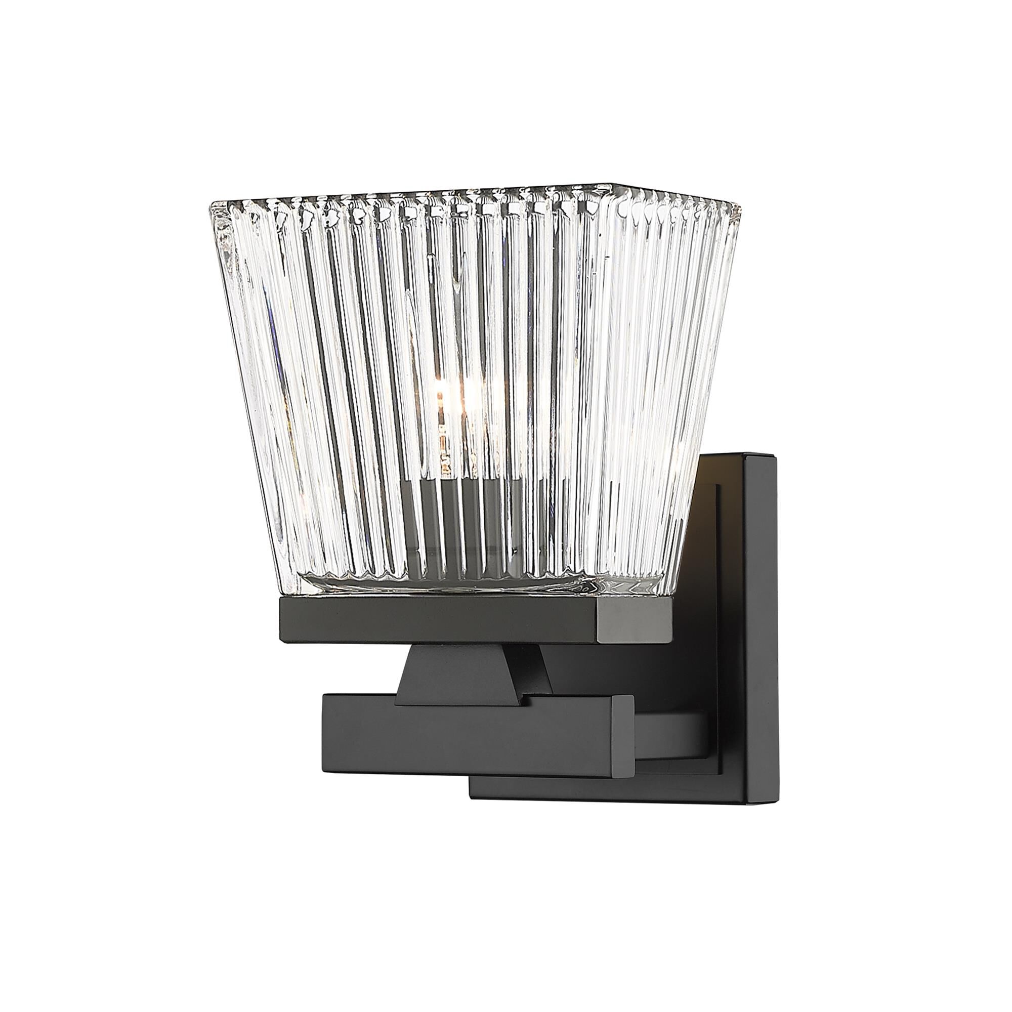 Shown in Matte Black finish and Glass shade