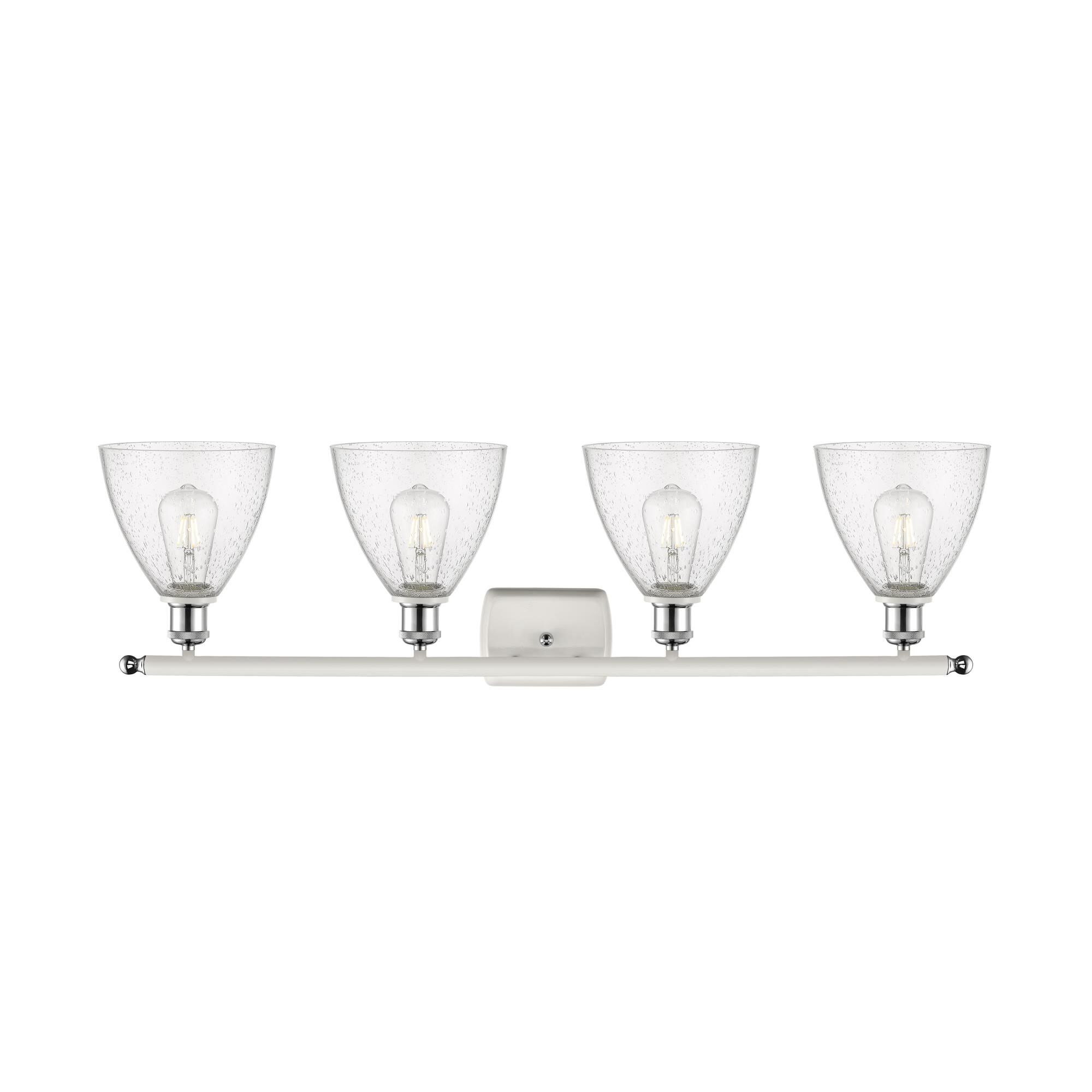 Shown in White And Polished Chrome finish and Seedy Ballston Dome glass and No Shade shade