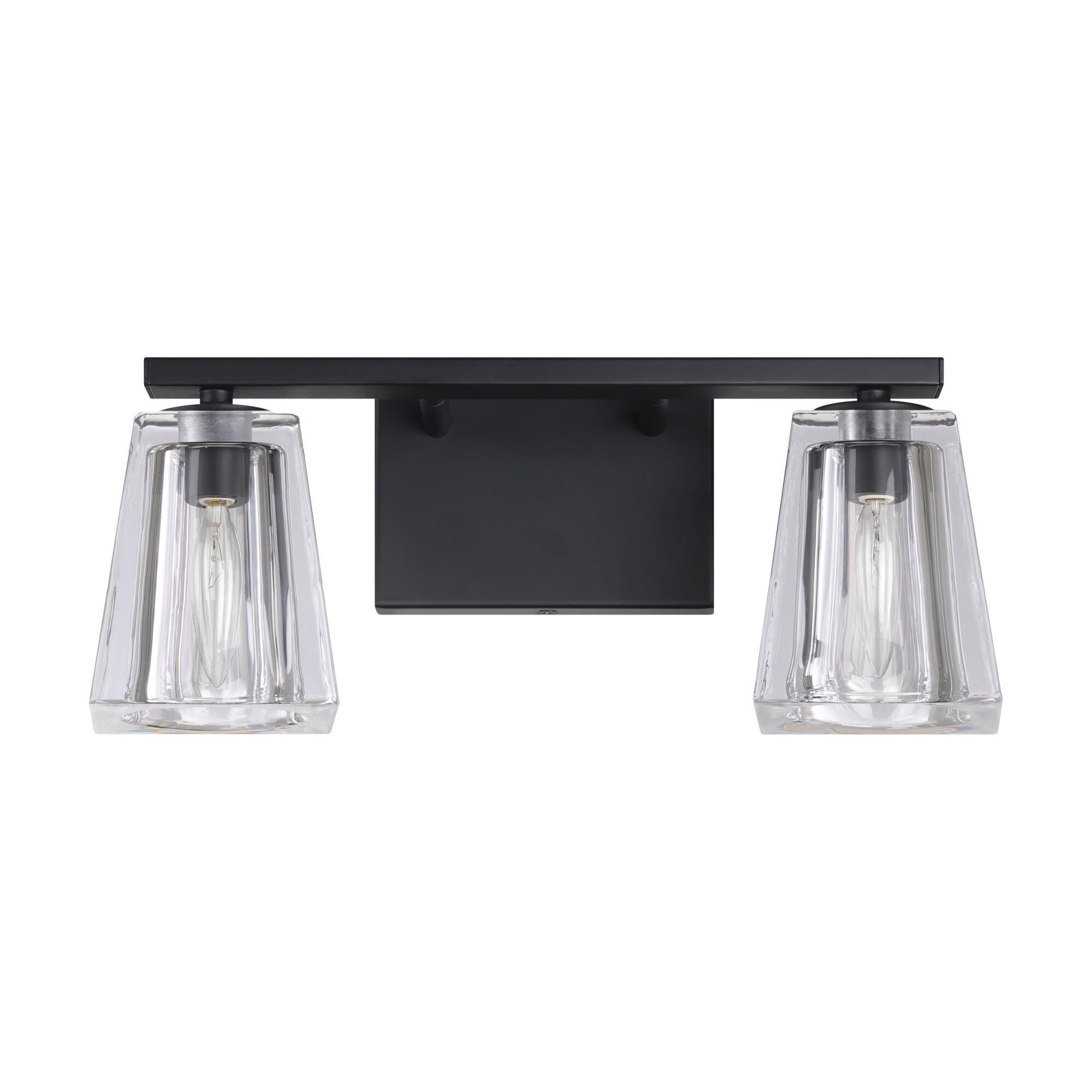 Shown in Matte Black finish and Clear Pressed glass