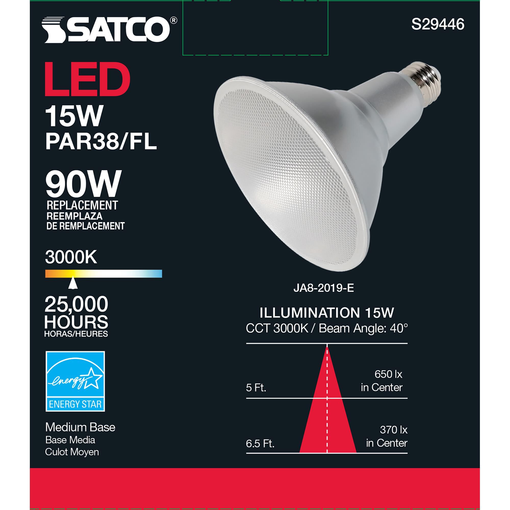 Dimmable 15.00 Watt 3000K PAR38 LED Light Bulb by Satco