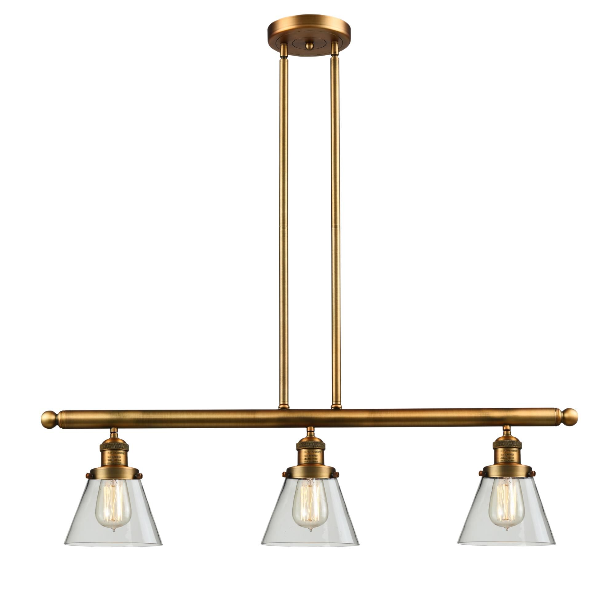 Shown in Brushed Brass finish and Clear glass