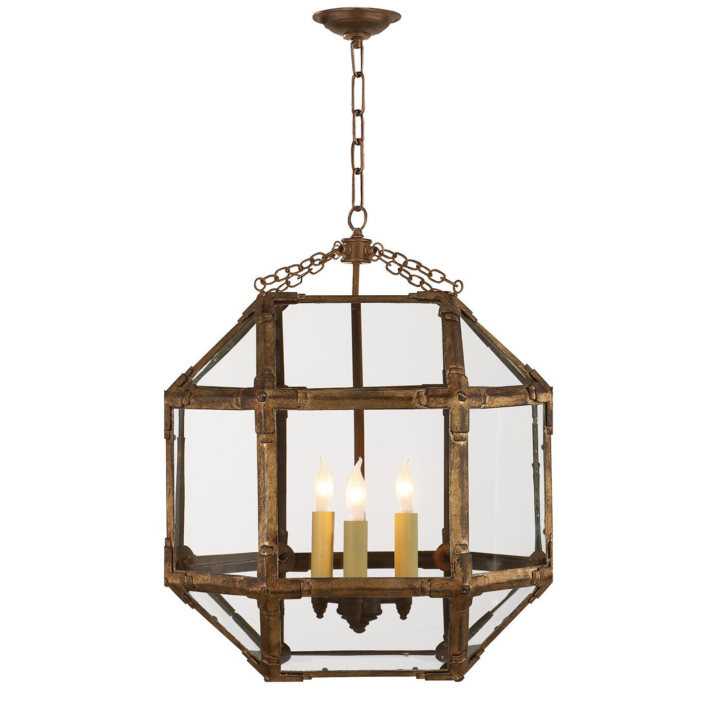 Shown in Gilded Iron finish and Clear glass and White Glass shade and Polished Nickel accent