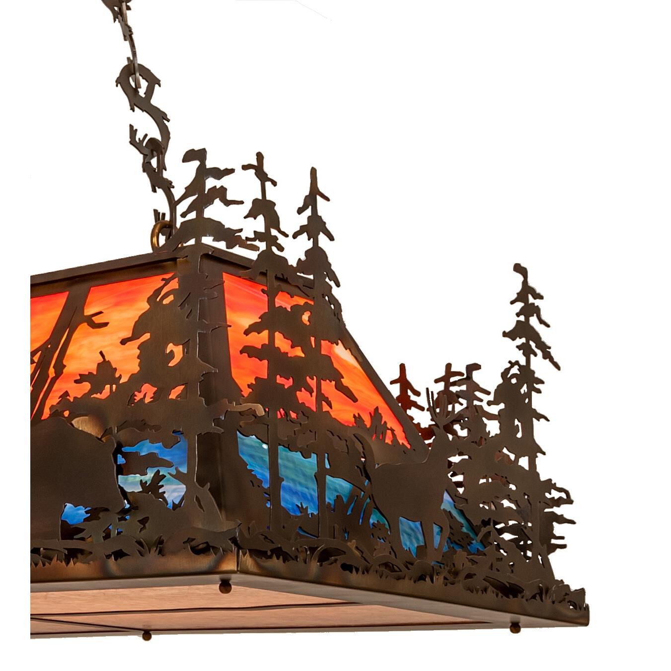 Shown in Antique Copper Finish;Burnished finish and Coral;Blue;Silver Mica glass