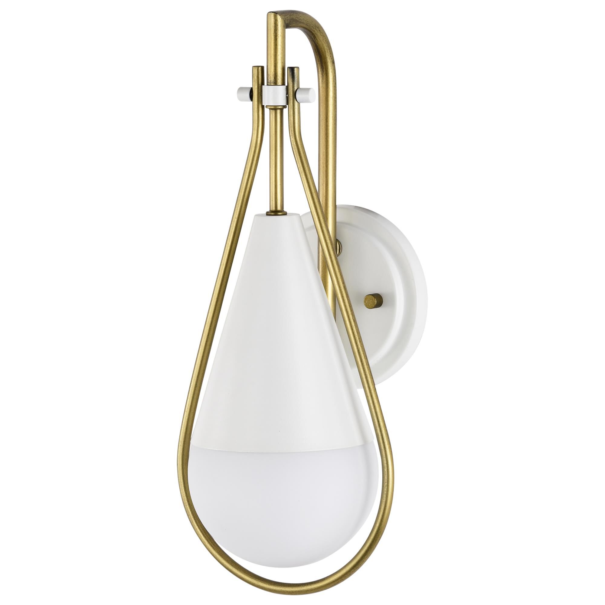 Shown in Matte White and Natural Brass finish and White Opal glass