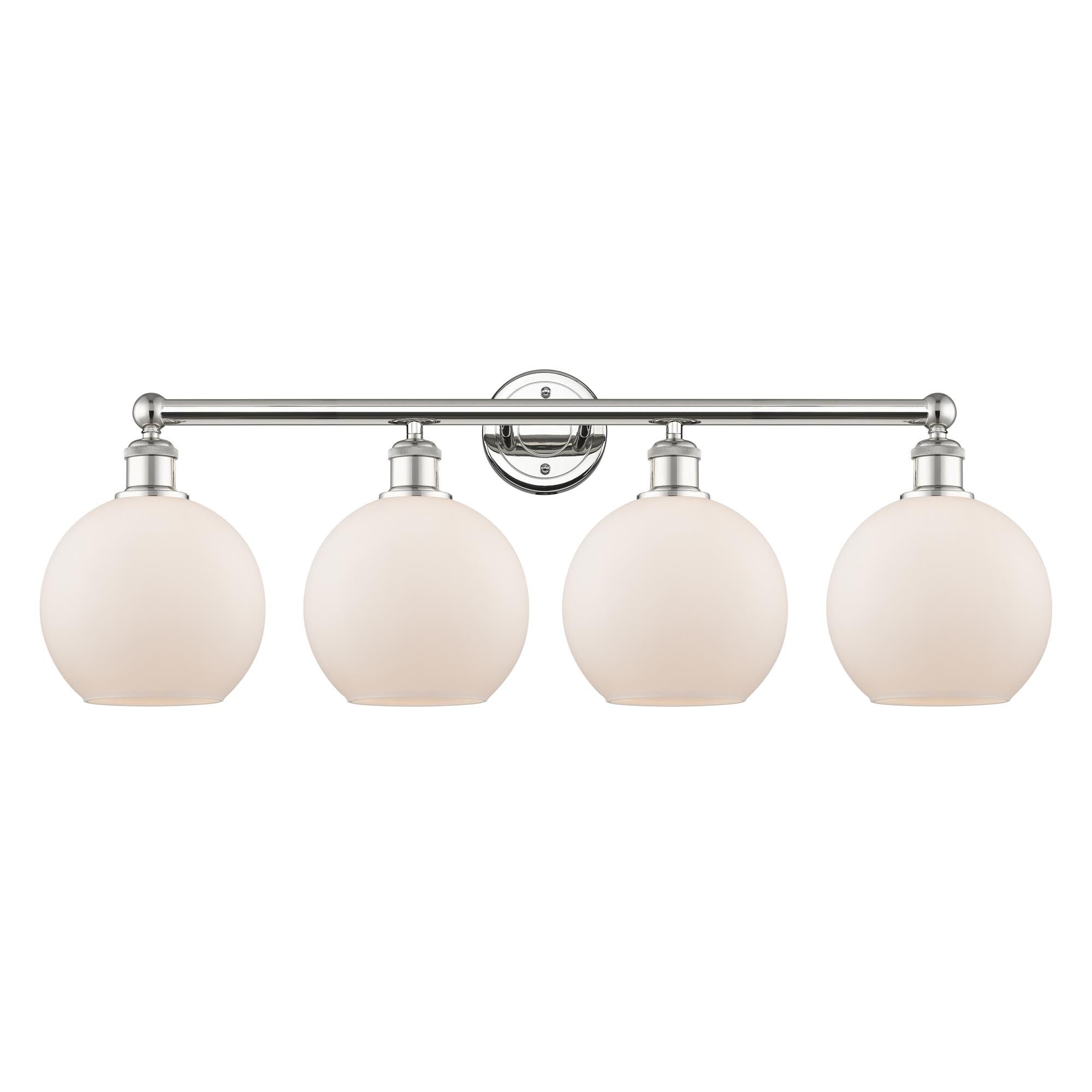 Shown in Polished Nickel finish and Matte White glass