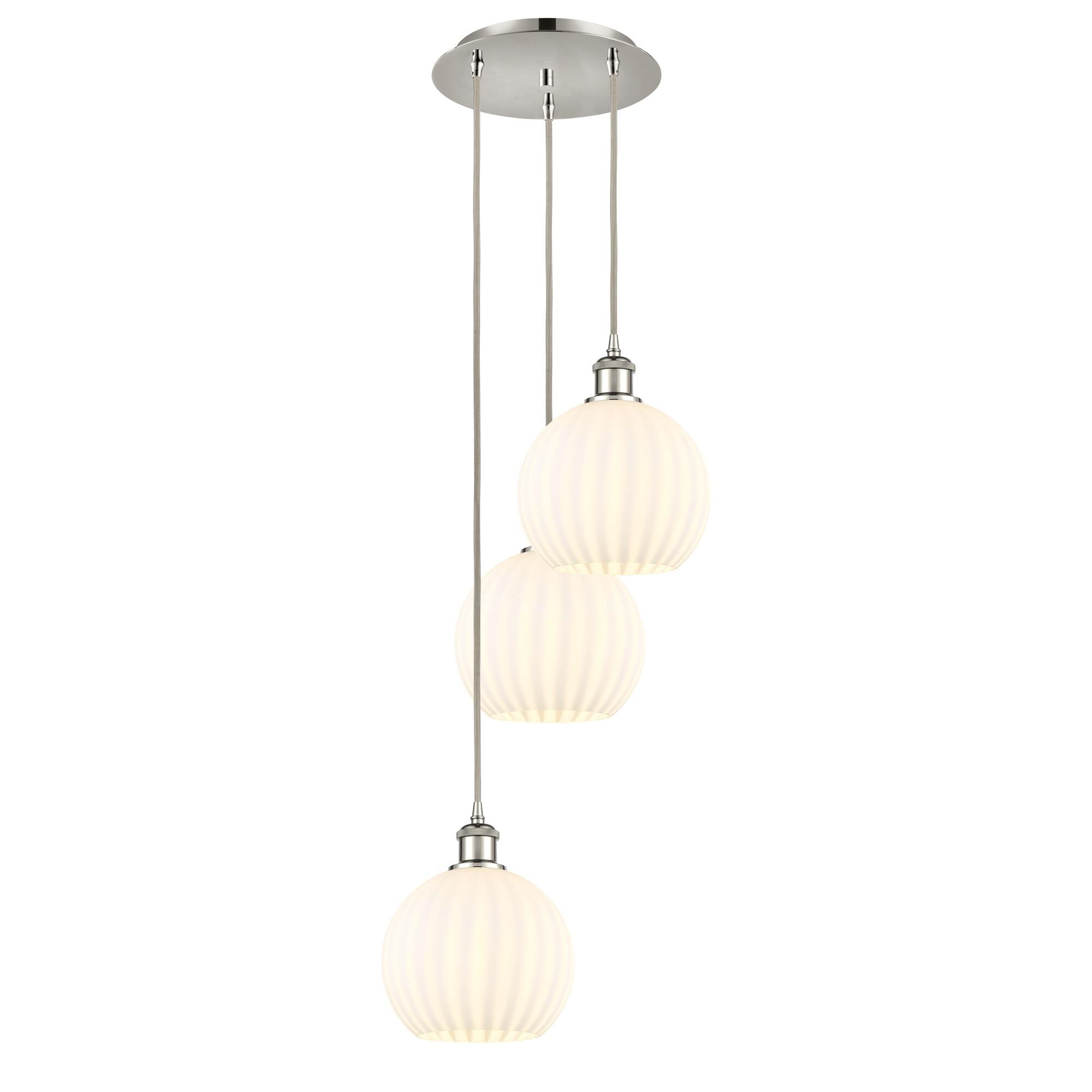 Shown in Polished Nickel finish and White Venetian glass