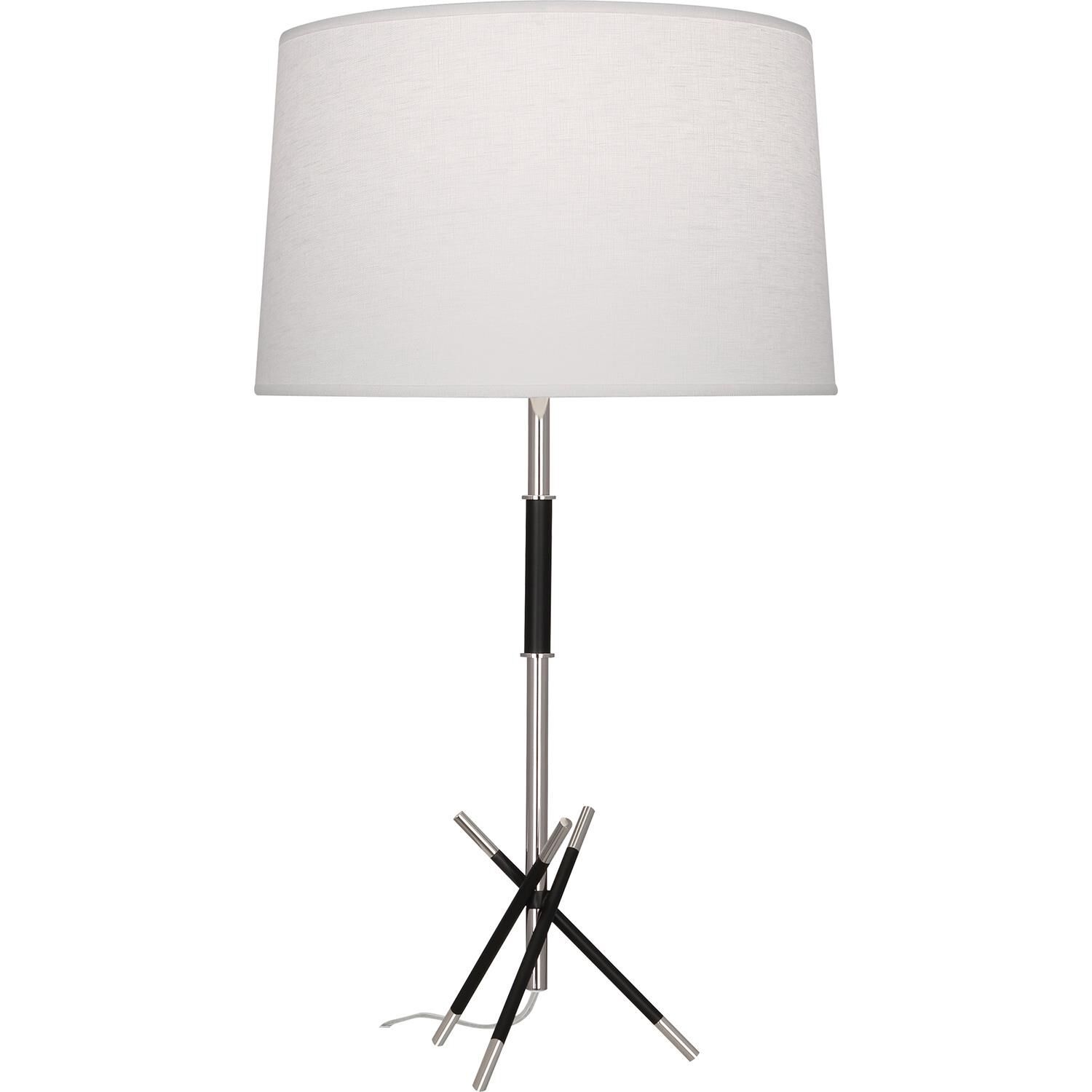 Shown in Polished Nickel finish and Off White shade and Matte Black accent