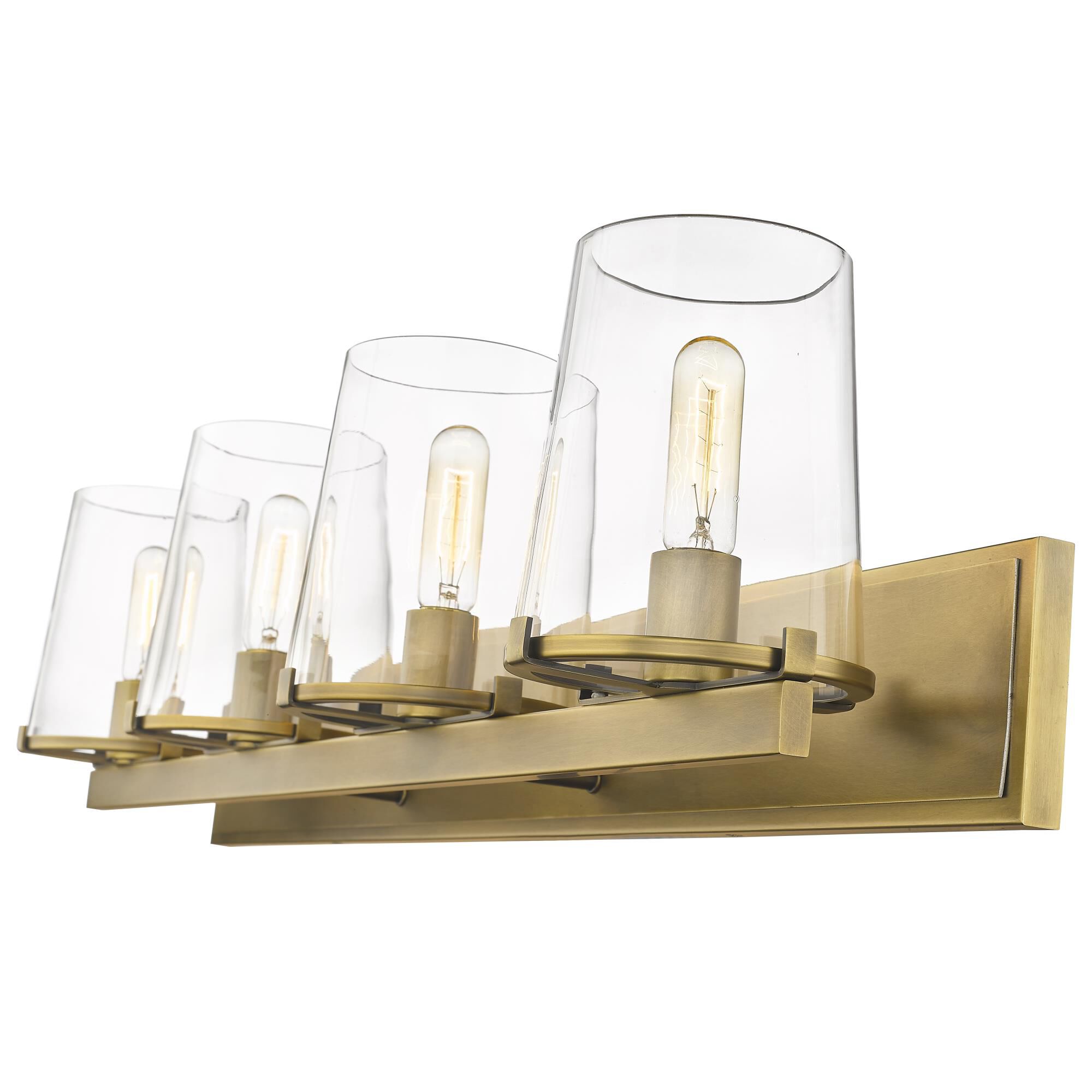 Shown in Rubbed Brass finish and Glass shade