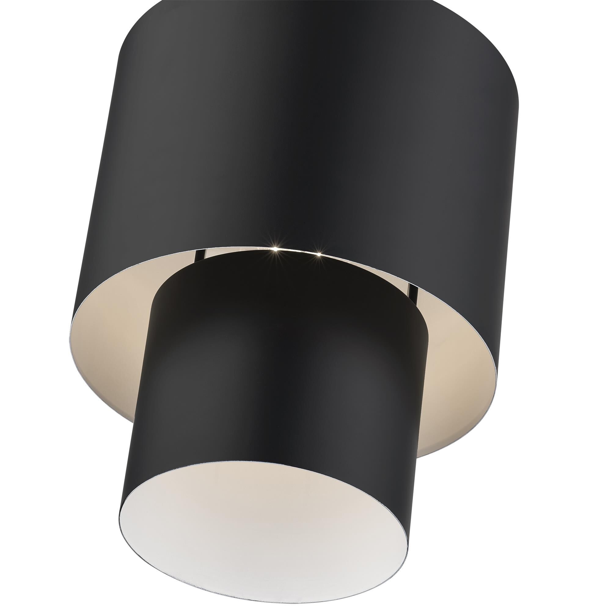 Shown in Black finish and Black Steel with Shiny White Inside shade