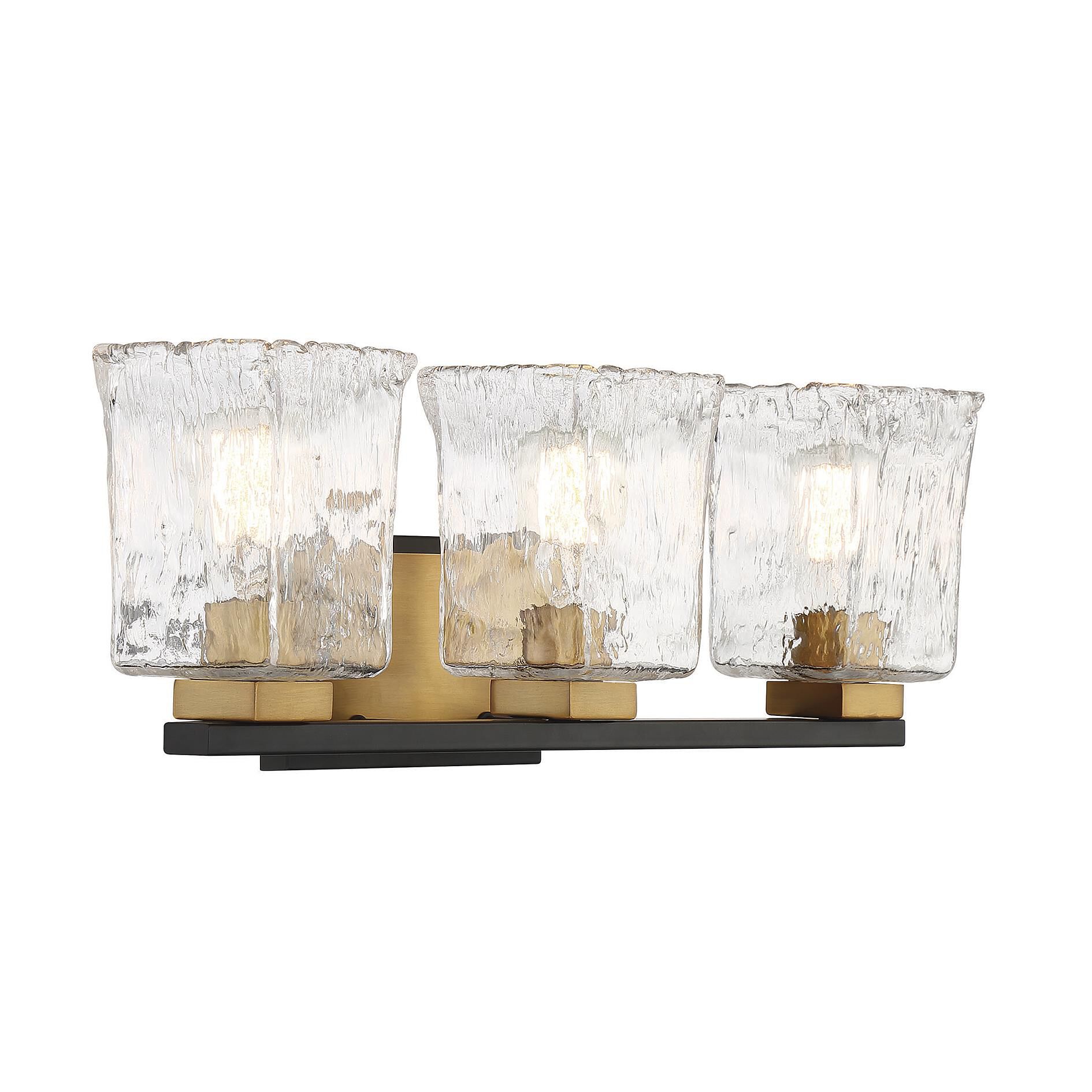 Shown in Matte Black With Warm Brass Accents finish and Clear Water Piastra glass and Glass shade