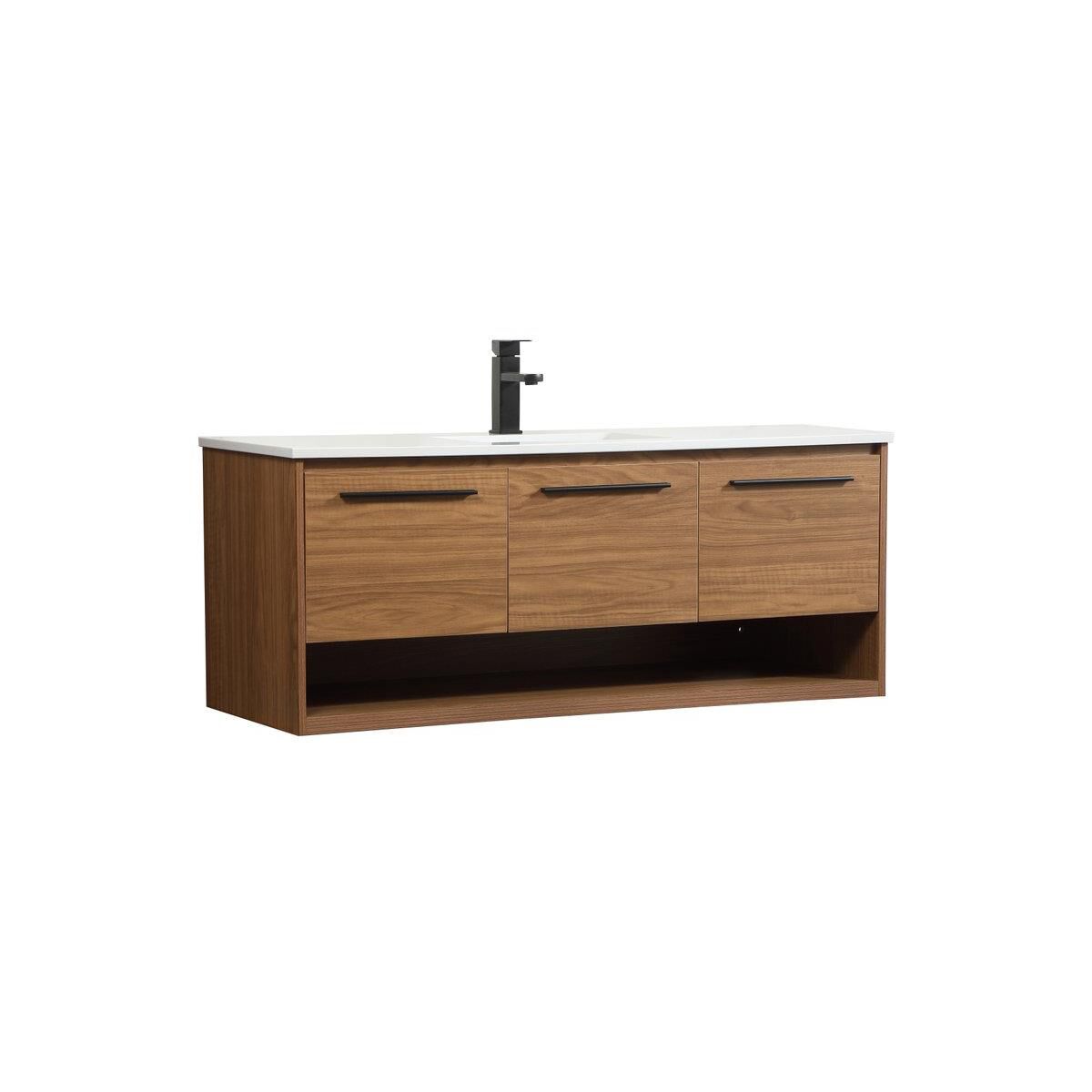 Shown in Walnut Brown finish and Without Backsplash accent