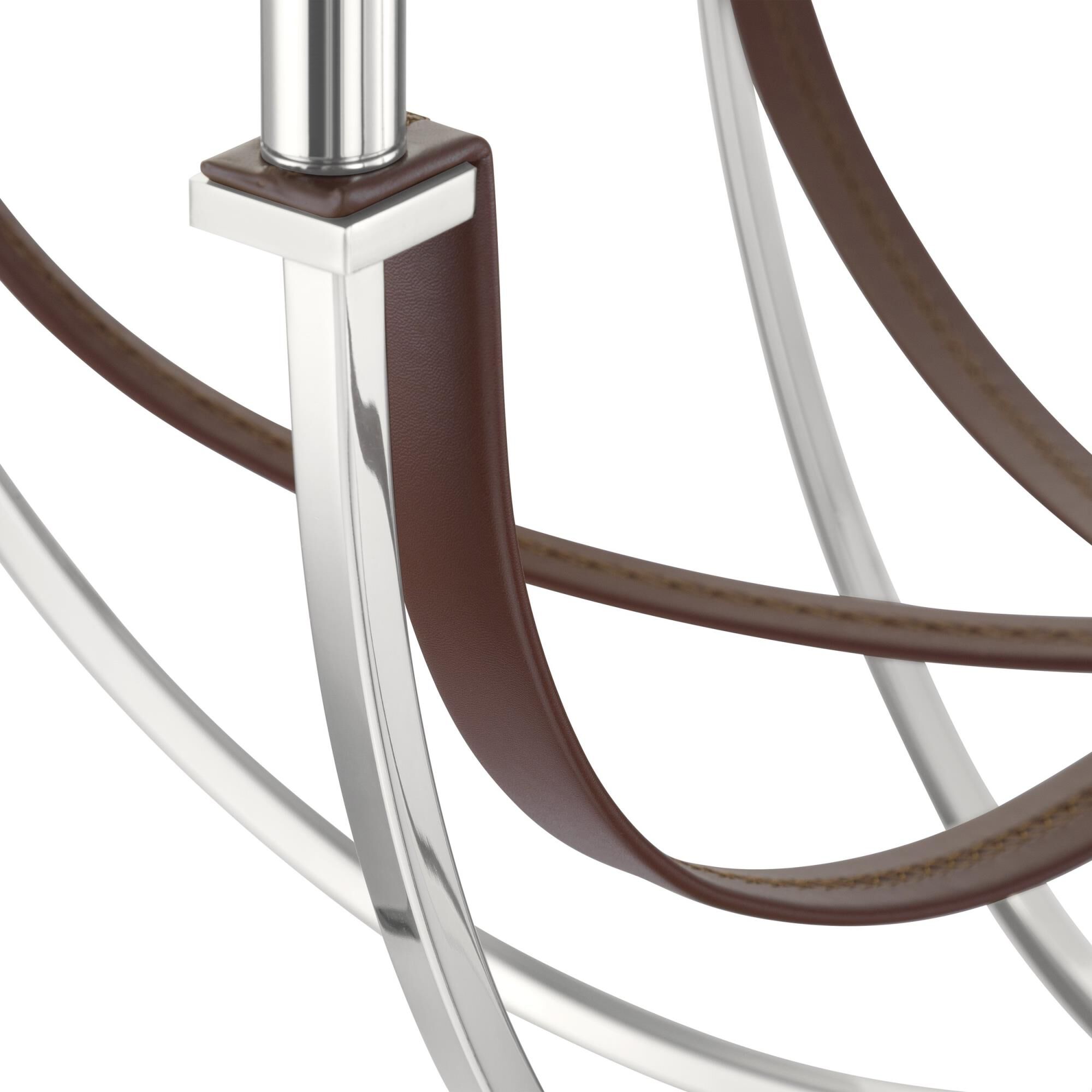 Shown in Polished Nickel and Dark Brown finish