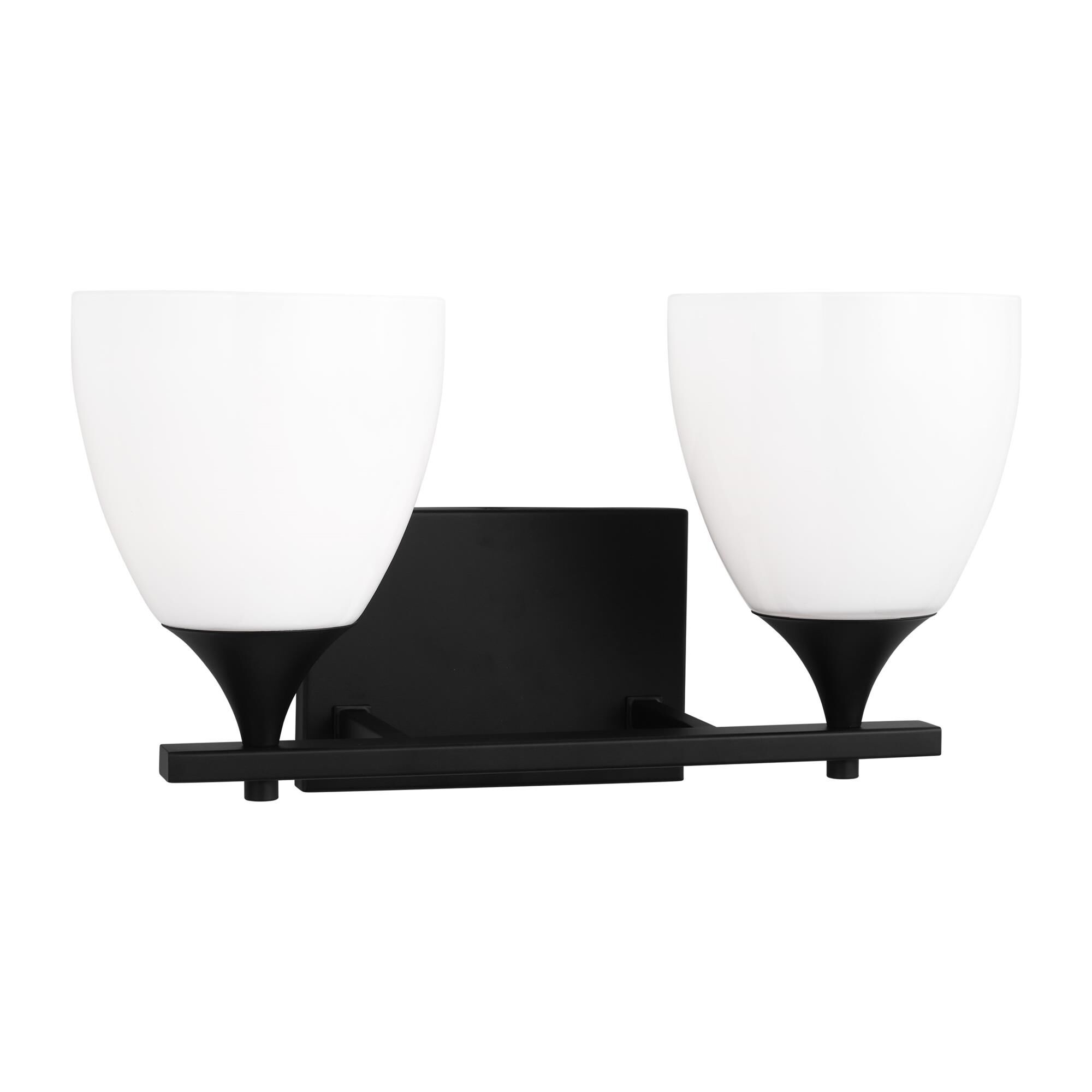 Shown in Midnight Black finish and Milk Glass s shade